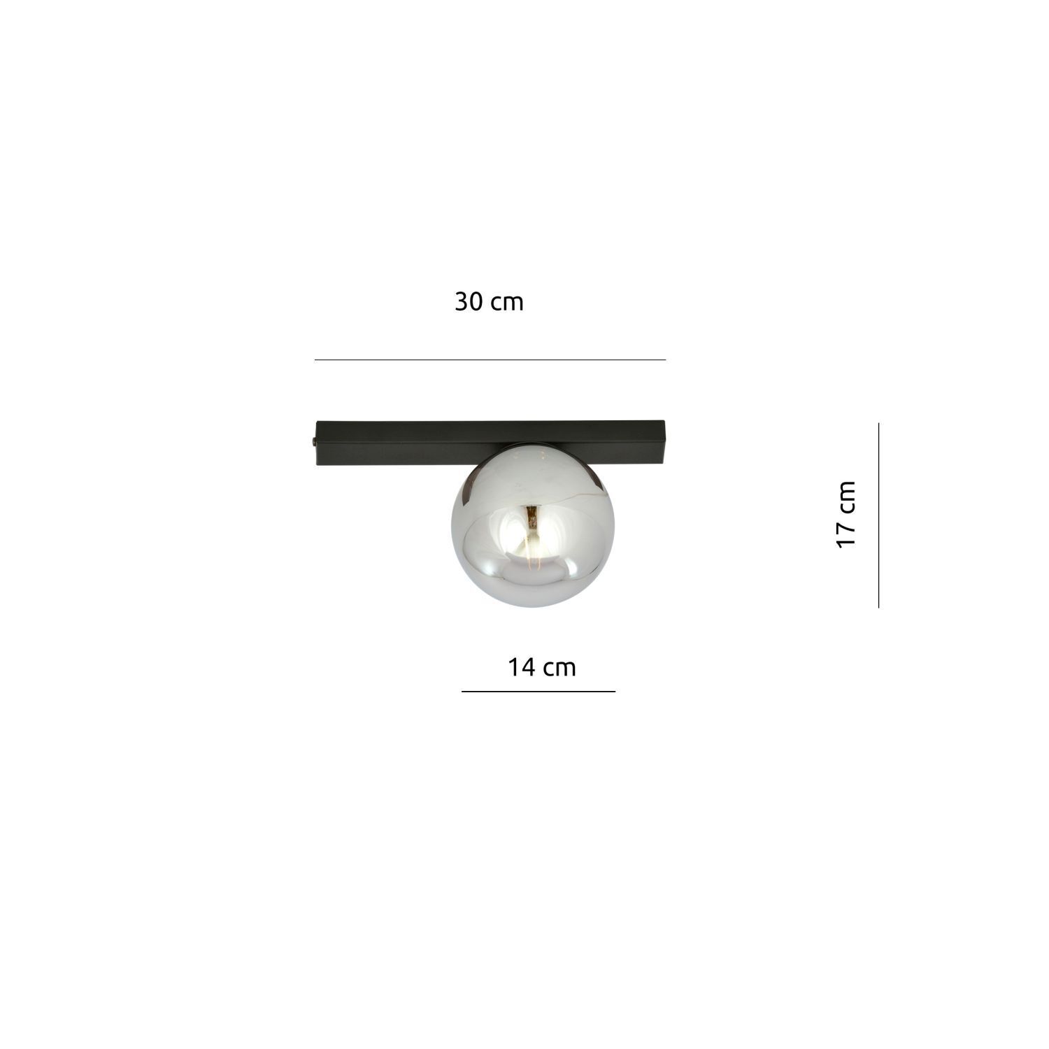Deckenlampe Rauchglas Metall L: 60 cm Schwarz Graphit E14