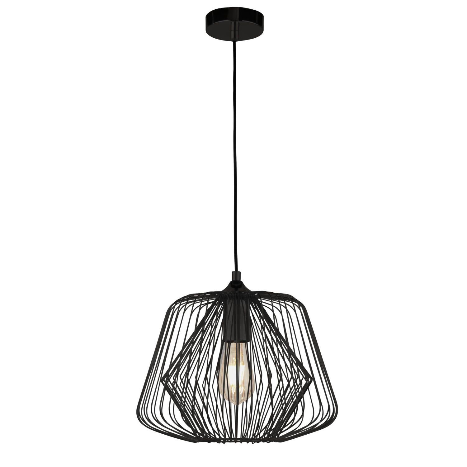 Hängeleuchte Schwarz E27 Metall Retro Ø 32 cm H: max. 133 cm