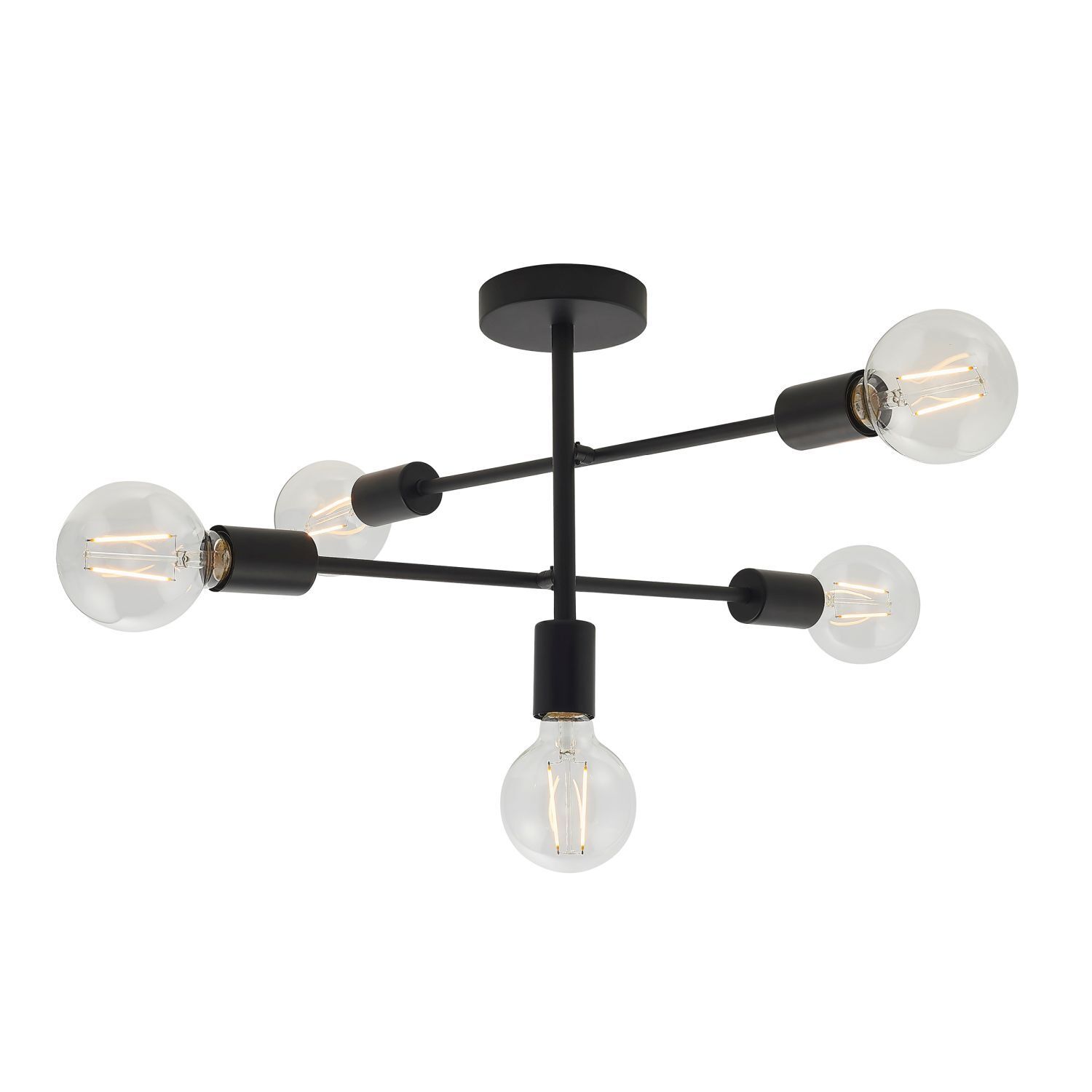 Deckenlampe Schwarz Metall 53 cm breit Retro für 5x E27