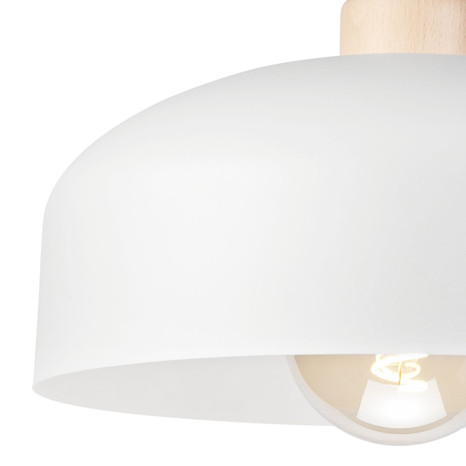 Deckenleuchte Weiß Metall Holz Ø 30 cm klein E27 Skandinavisch