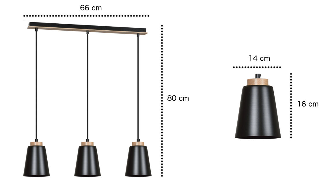 Metall Hängelampe Schwarz Metall Holz Esstisch Lampe