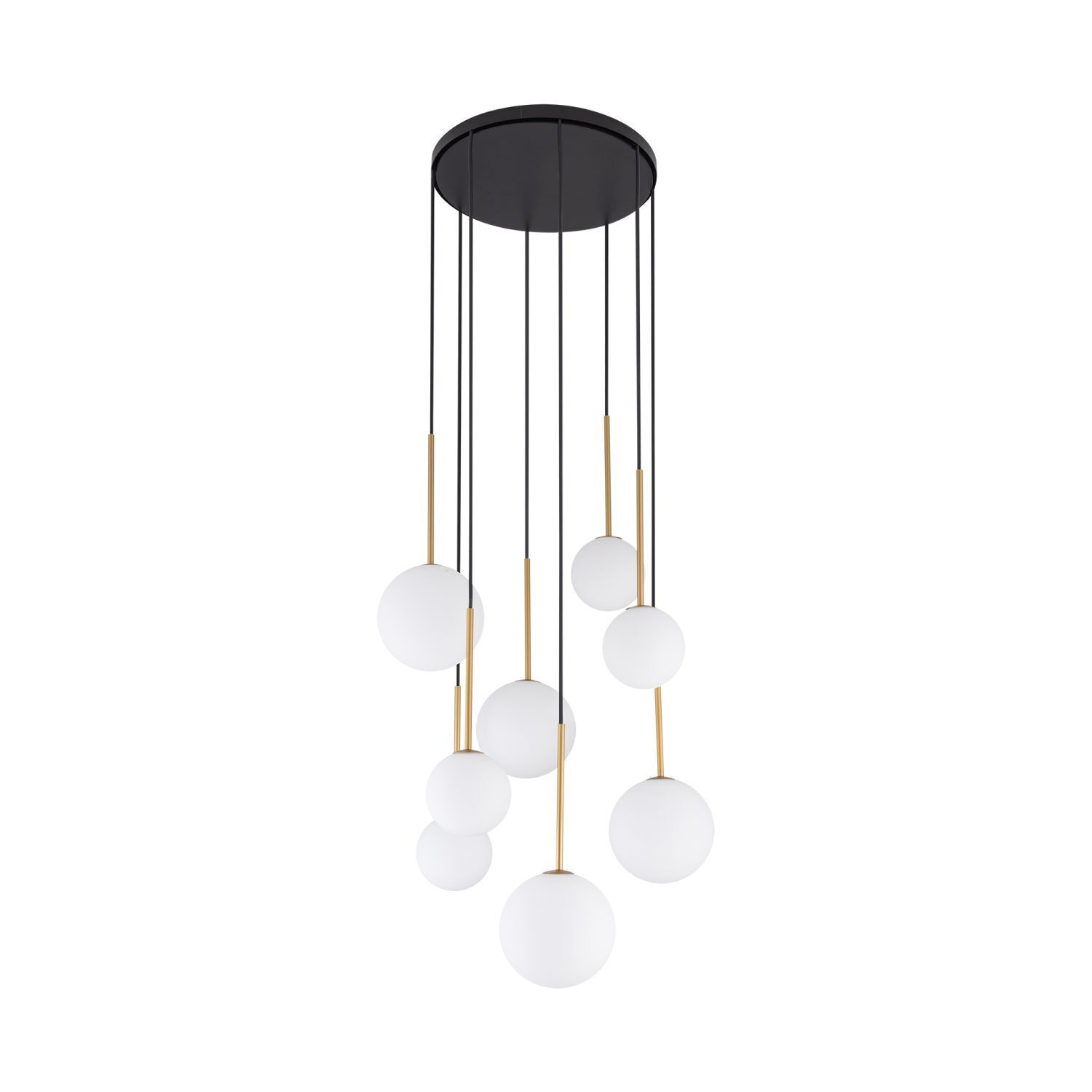 Hängelampe Kugelschirm Schwarz Weiß Gold 8x G9 Glas
