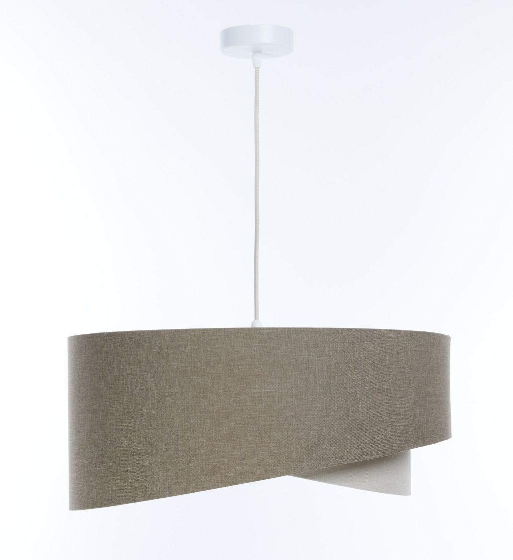 Hängelampe Stoff Ø 60 cm rund groß Braun Creme Modern Lampe, Kronleuchter