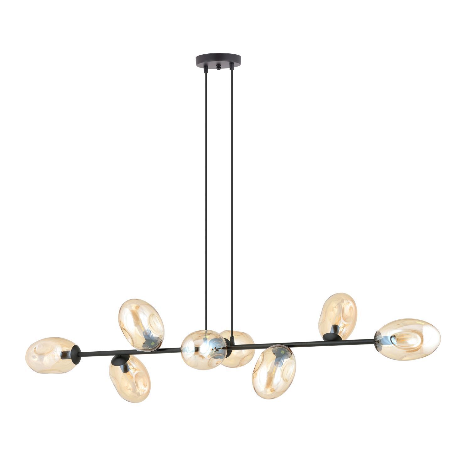 Hängelampe lang 140 cm 8x E14 Glas Metall dekorativ