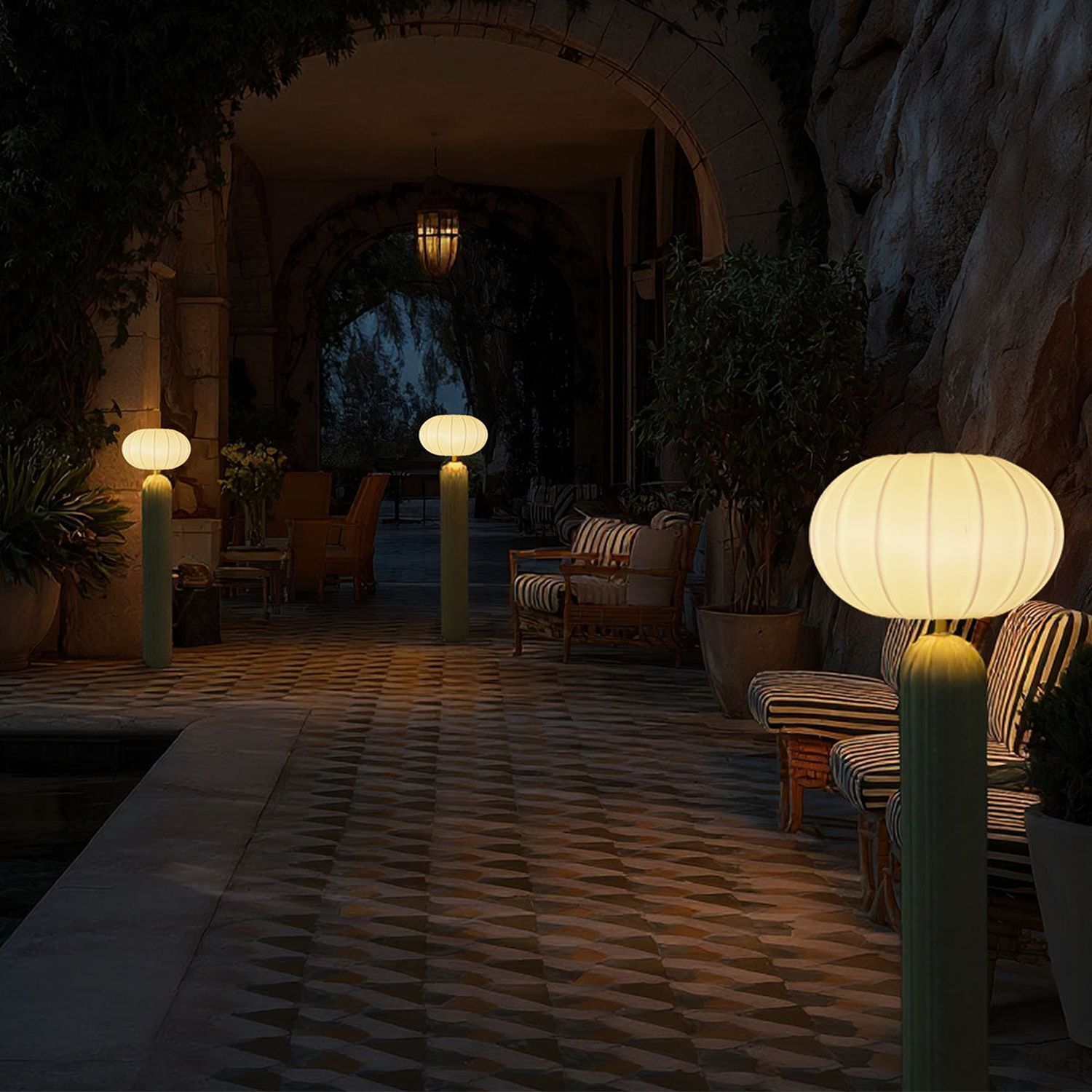 Lampen, Außenbeleuchtung, Gartenweg, Spaziergang, Terrasse