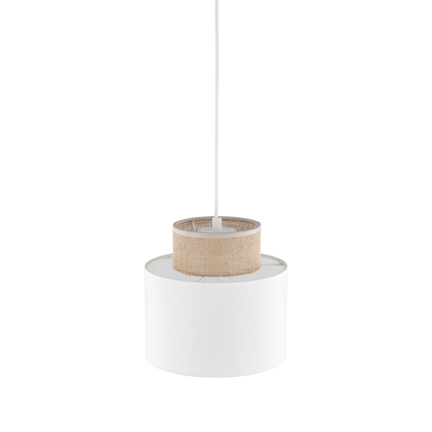 Hängeleuchte Stoff Jute E27 Ø 20 cm H: max. 160 cm Weiß Natur