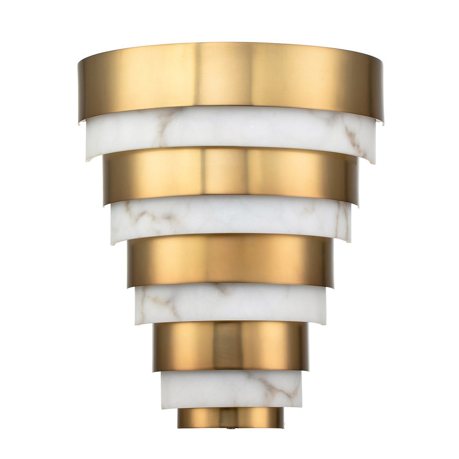 LED Wandleuchte H: 35,7 cm in Messing Antik Alabaster Optik
