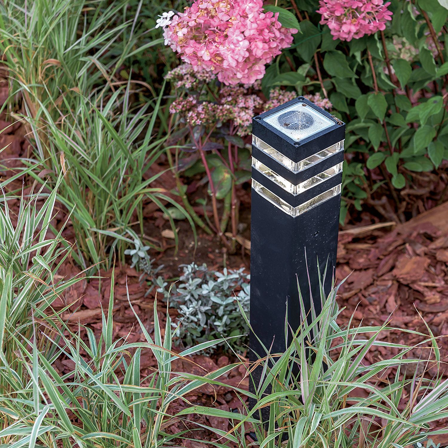 Pollerleuchte Aluminium 61 cm IP54 Schwarz E27 eckig Wasser