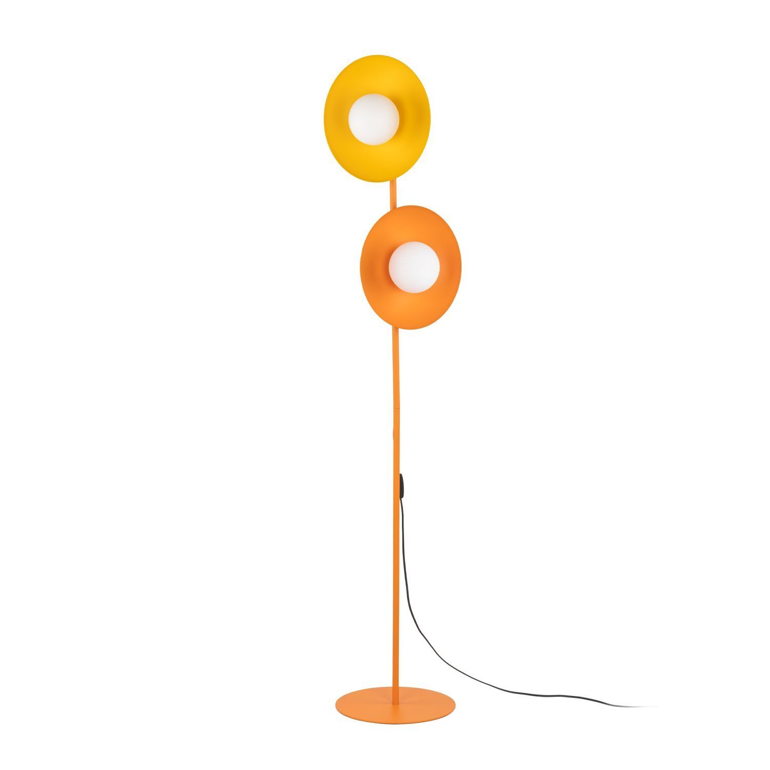 Stehlampe, Oranges Lampenköpfe, Standleuchte, Kabel, Gehäuse Kunststoff