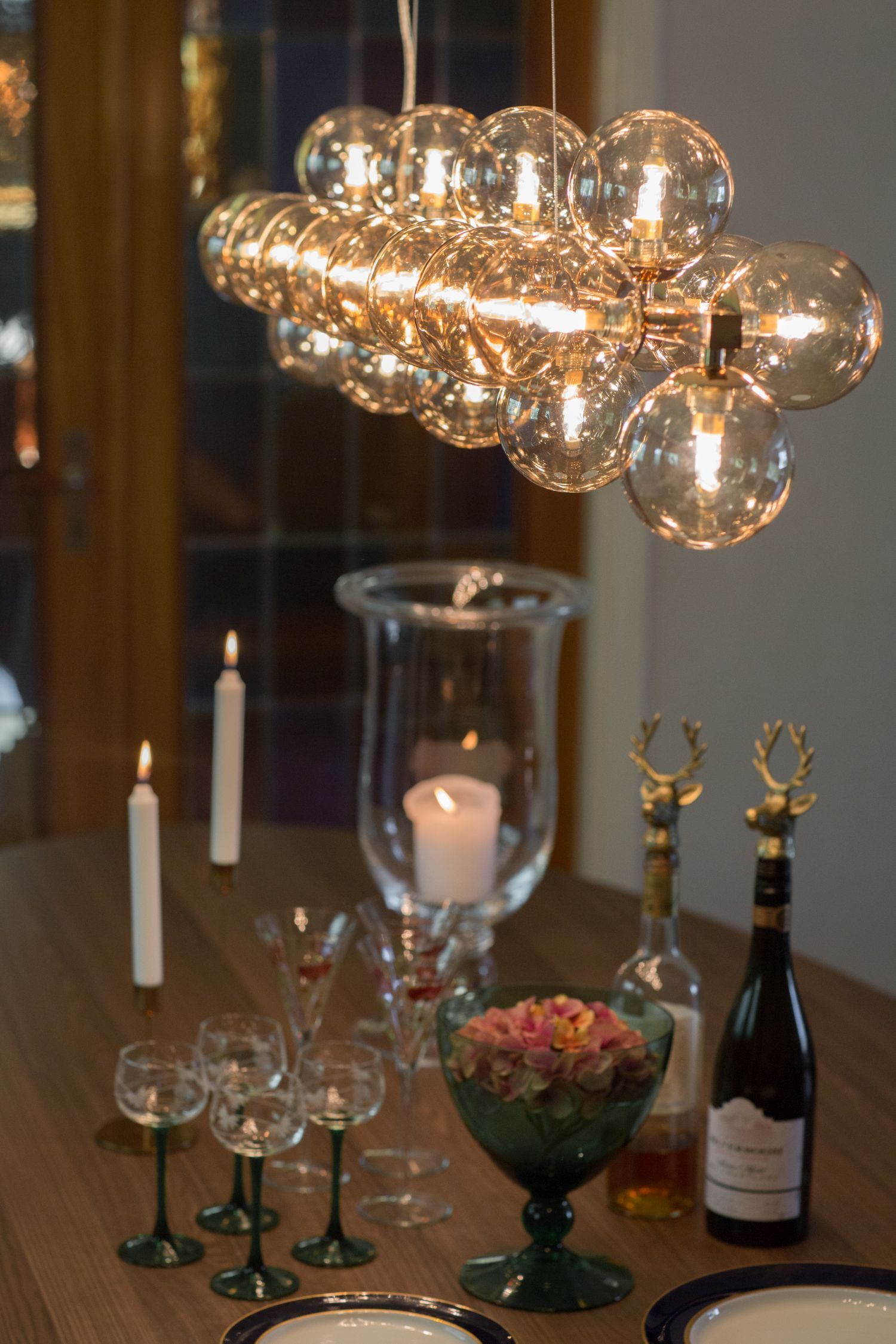 Pendelleuchte Metall Rauchglas 122 cm lang für 24x G9 Glas, Esstisch, Tisch, Kronleuchter, Esszimmer