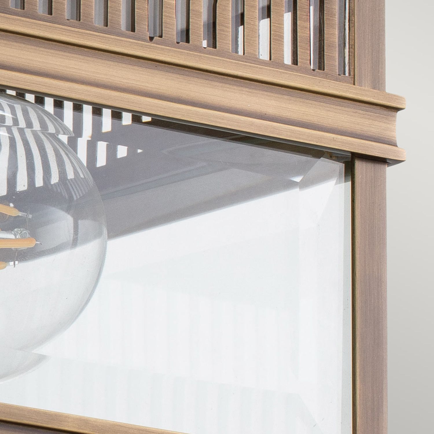 Deckenlampe außen Echt-Messing Glas E27 IP44 2-flammig