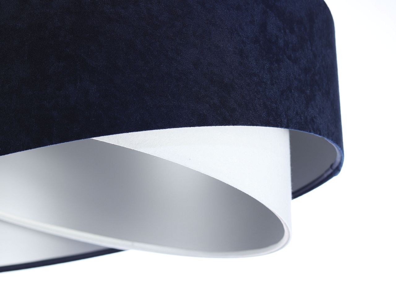 Hängeleuchte Stoff Schirm Ø 50 cm E27 in Blau Weiß Silber