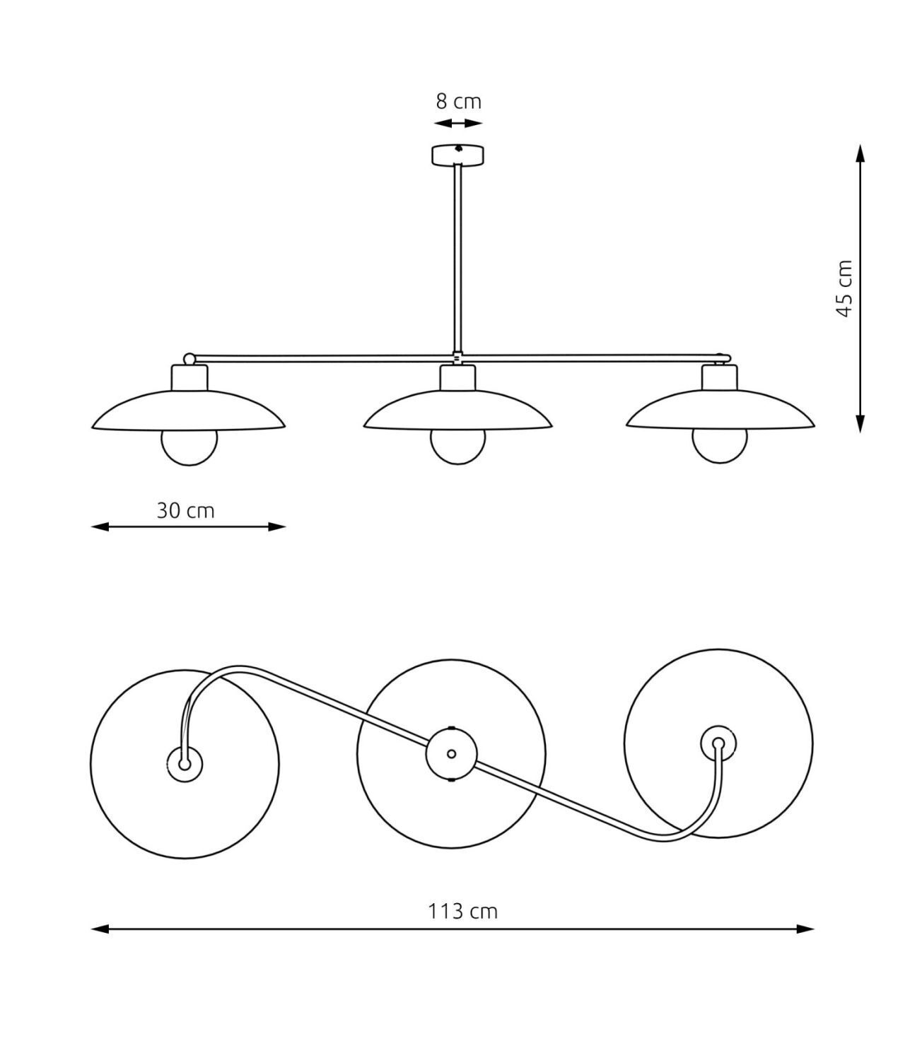 Weiße Deckenlampe 3-flammig Zeitlos E27 L:113 cm Metall