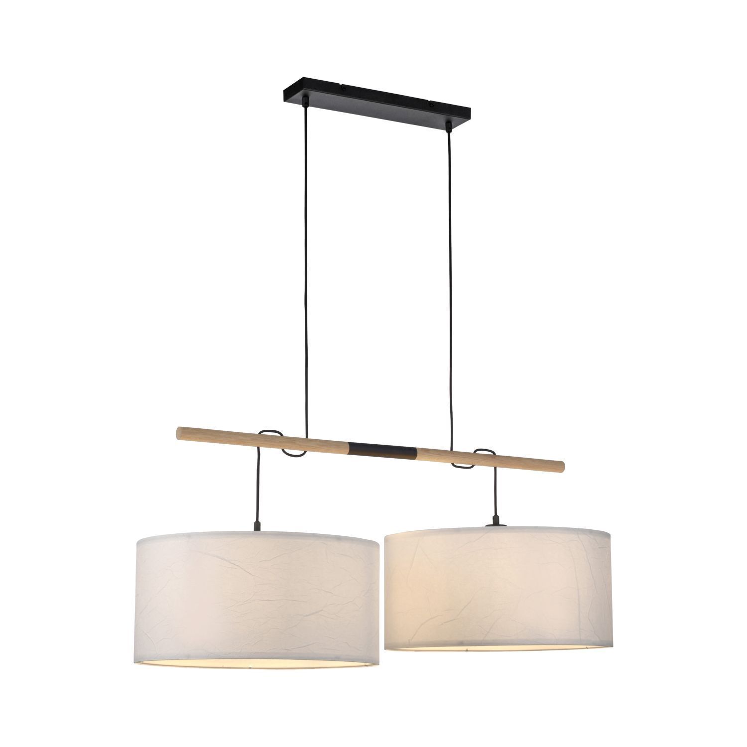 Runde Pendelleuchte Papier Holz E27 107 cm gemütlich Lampe, Leuchte, Kronleuchter