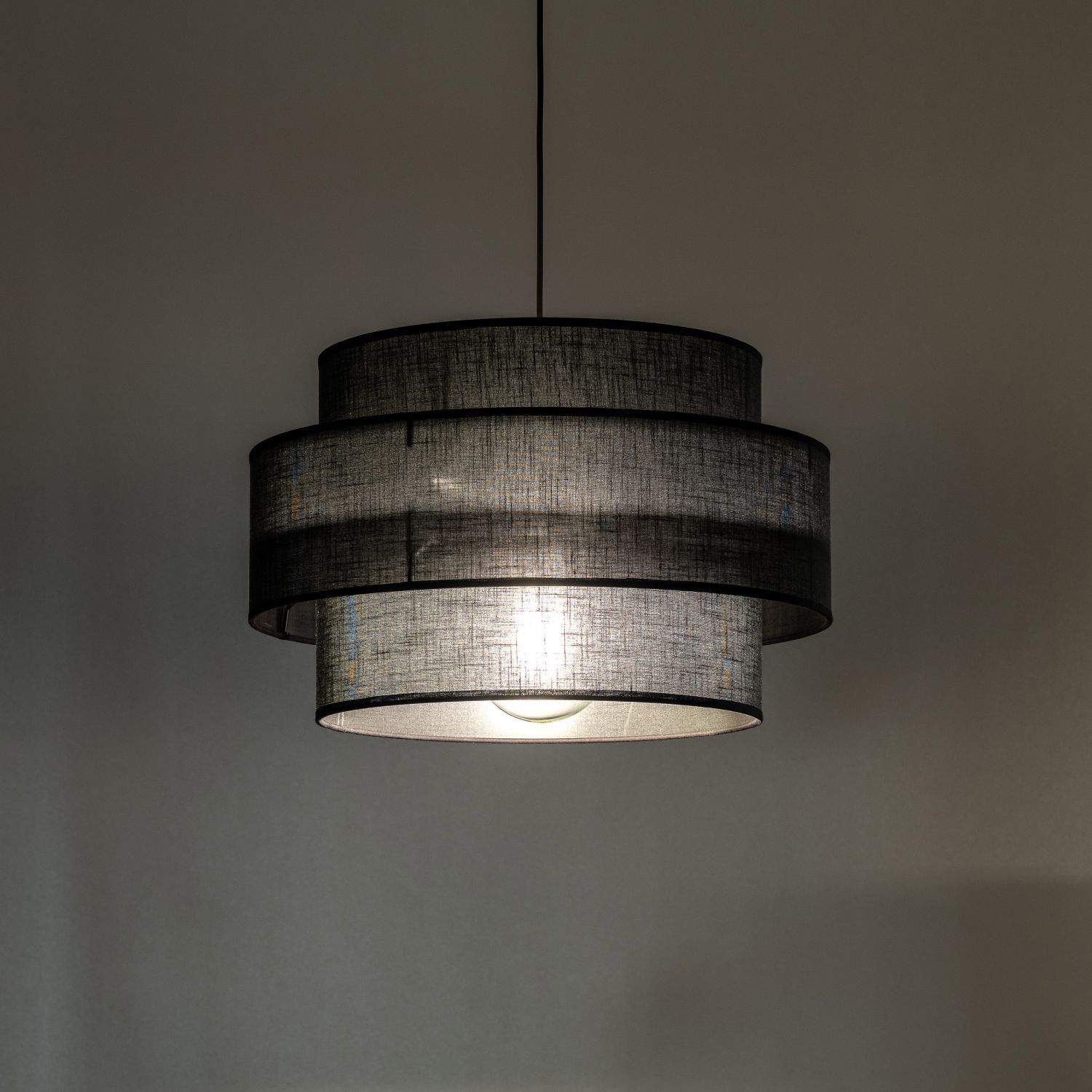 Hängelampe Schwarz Ø 50 cm H: max. 160 cm Stoff Metall E27