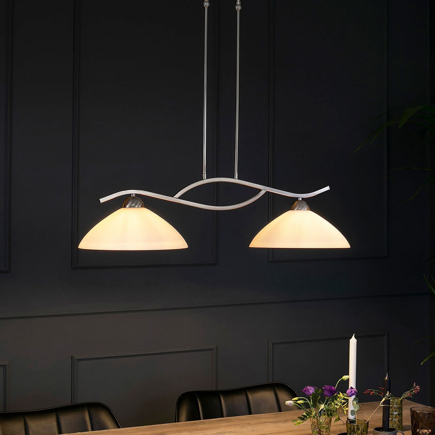 Wohnliche Deckenlampe Metall Glas in Stahl Weiß 82 cm