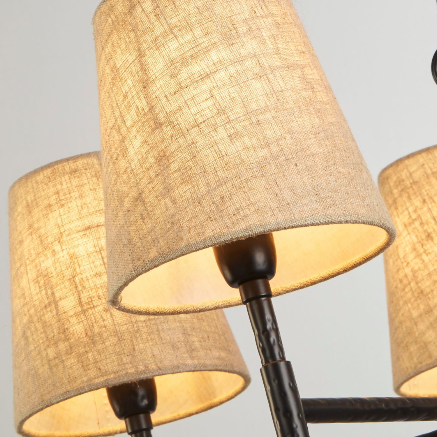 Kronleuchter 5-flammig Ø 66 cm Rustikal E14 Schwarz Creme