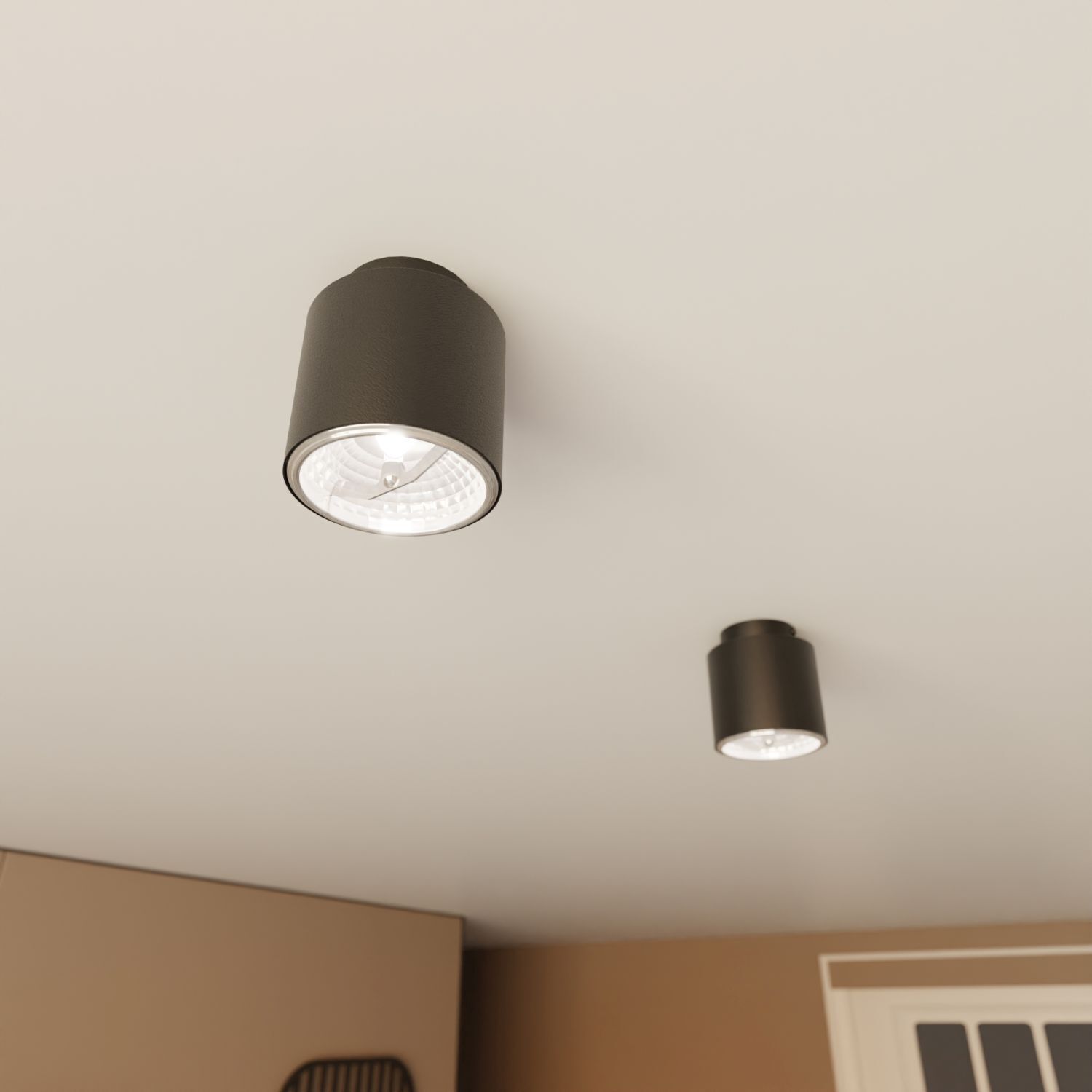 Aufputz Deckenlampe Metall Ø 11,5 cm klein GU10 AR111 Schwarz