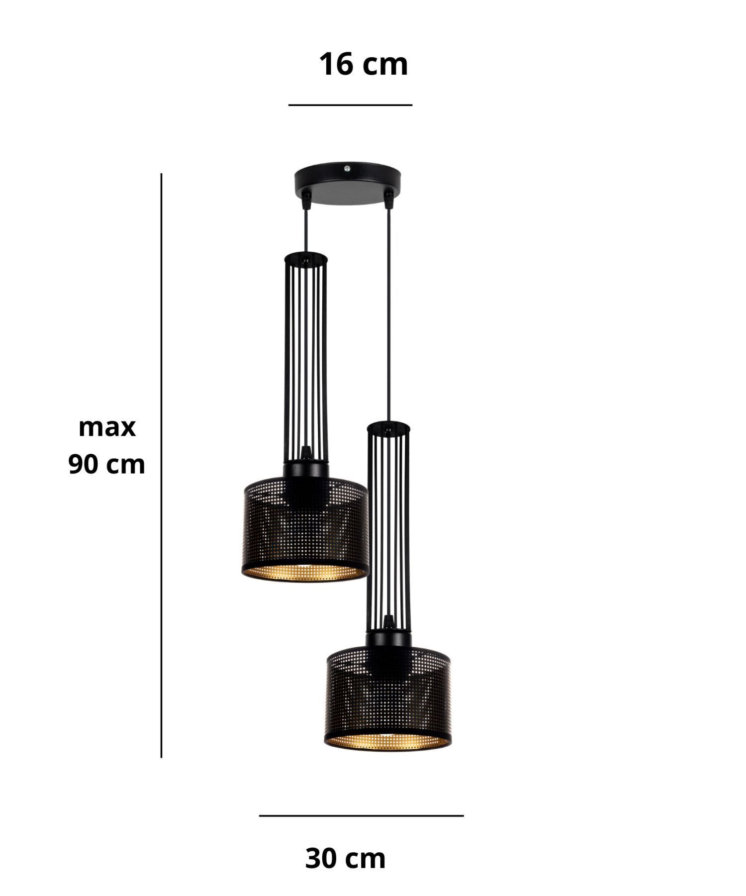 Dekorative Hängelampe Metall 2-flammig E27 Schwarz Gold Lampe, Leuchte