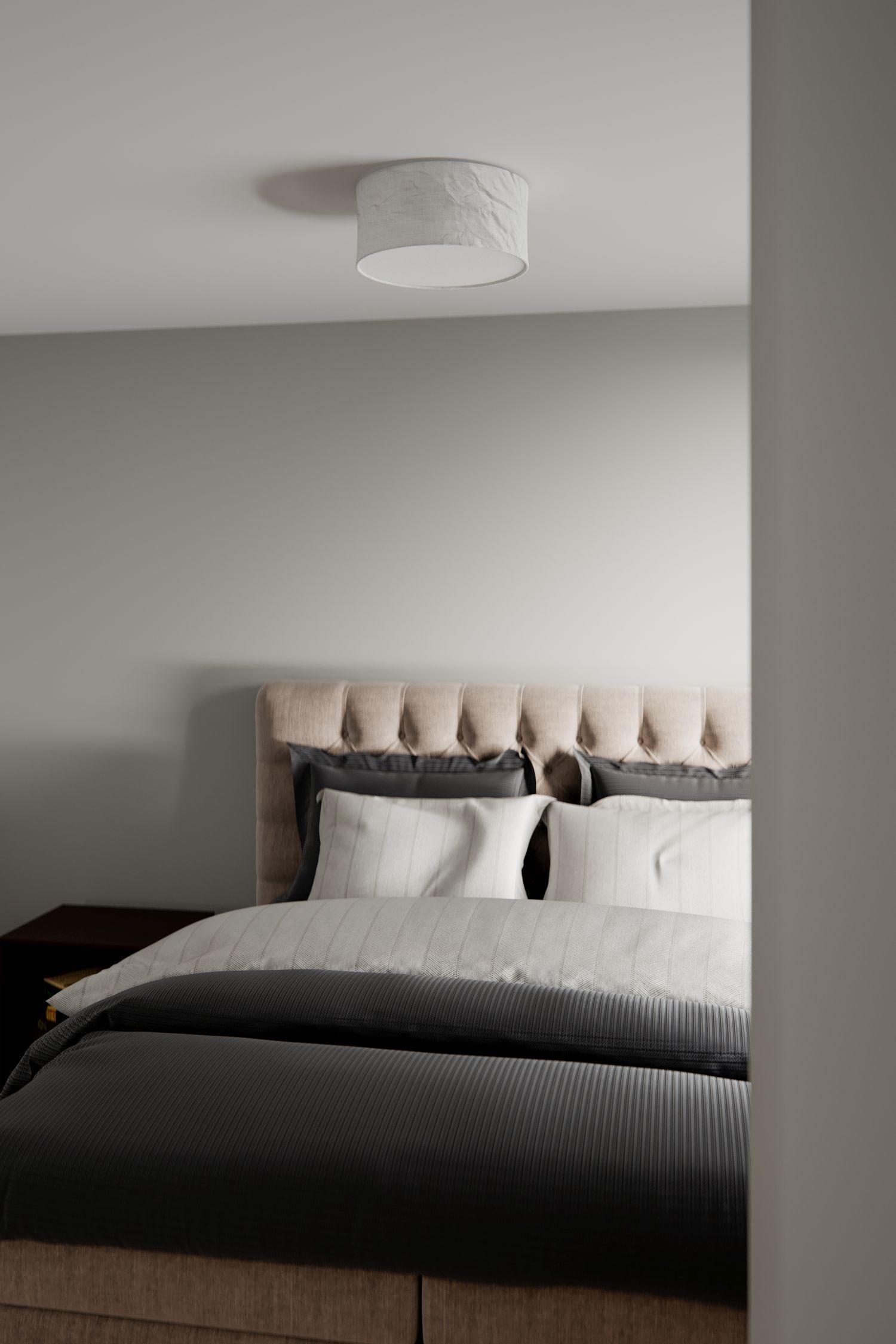 Deckenleuchte rund Ø 40 cm Weiß E27 Metall Stoff blendarm Innenarchitektur, Kissen, Dekoration für Zuhause, Deckenleuchte, Mobiliar