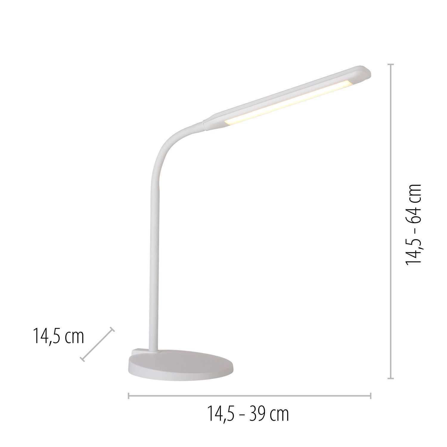 LED SchreibTischlampe Metall Weiß Touch 64 cm flexibel Lampe, Tischlampe