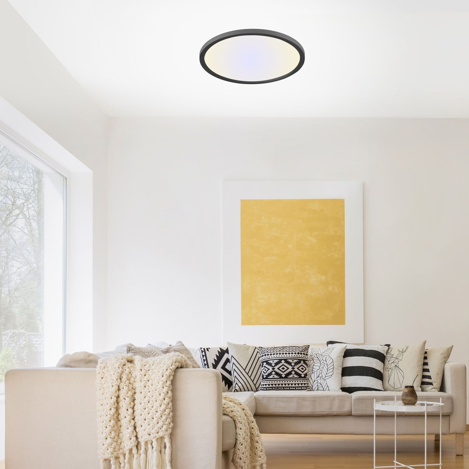 Schwarze LED Deckenlampe dimmbar Ø40 cm Fernbedienung