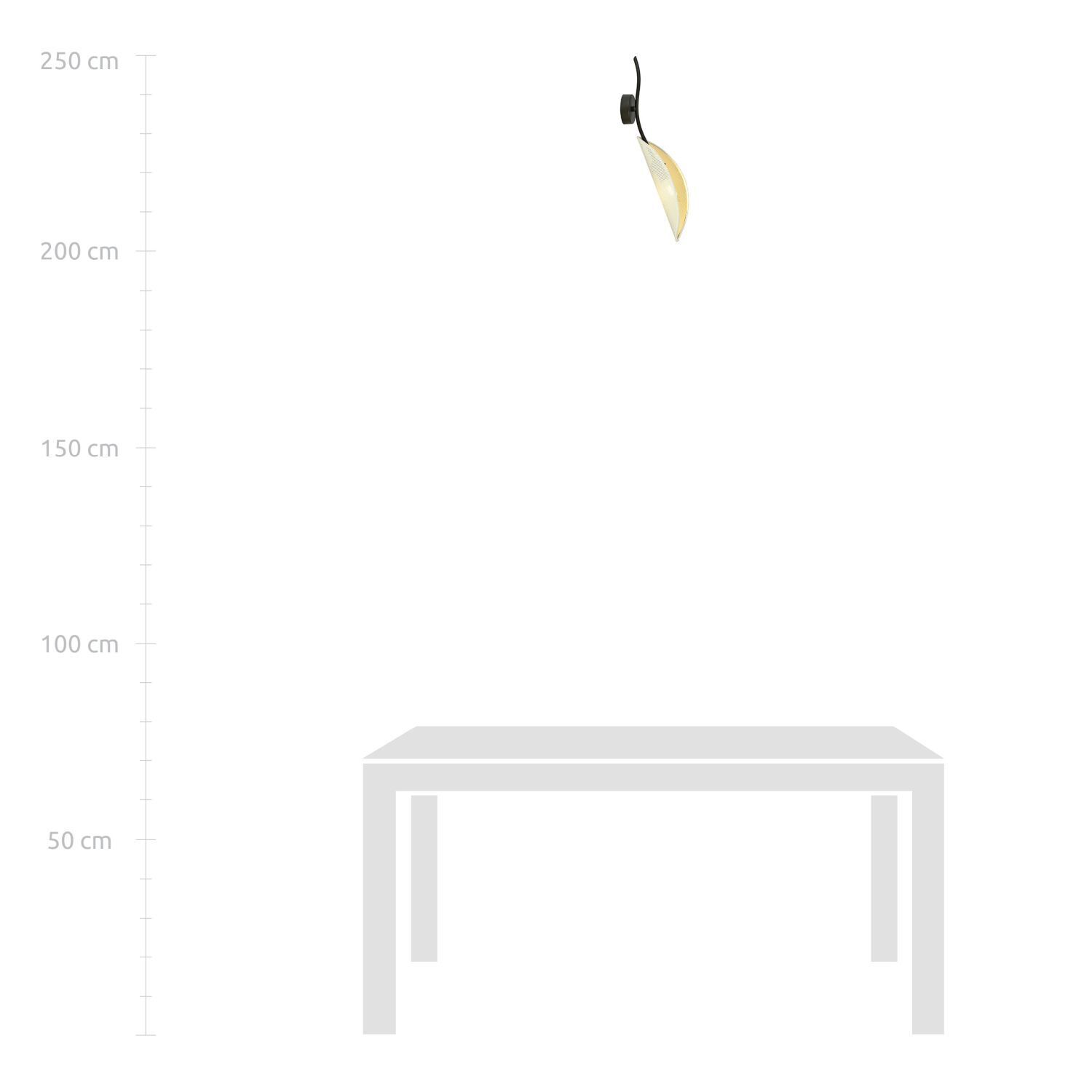 Wandlampe Schwarz Weiß Gold drehbar H: 51 cm Metall Stoff E14