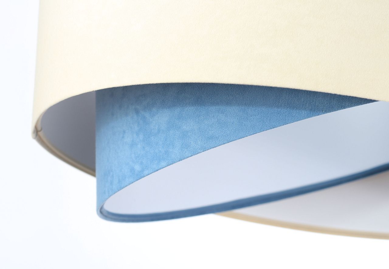 Hängeleuchte Stoff Velours Optik rund Ø 50 cm E27 Creme Blau