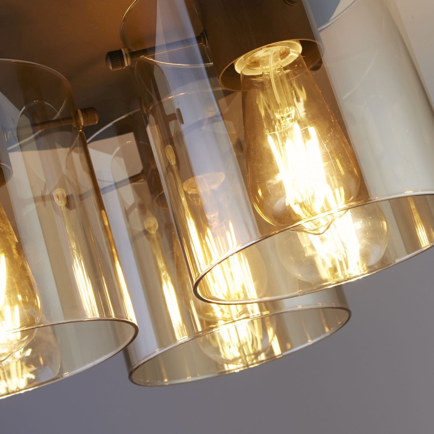 Deckenleuchte Glas Metall in Mokka Bernstein 3-flammig