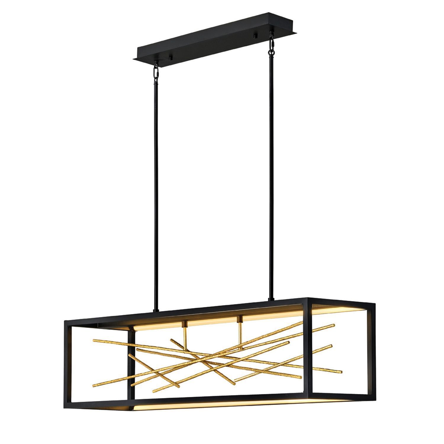 LED Hängeleuchte Schwarz Gold 113 cm lang 3000 K verstellbar Leuchter, Lampe, Leuchte