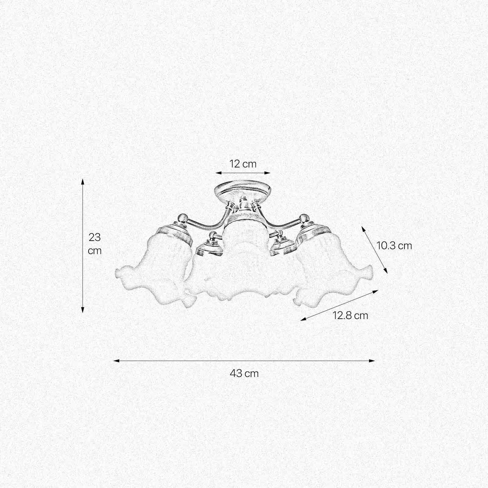 Deckenstrahler 5-flammig E14 in Bronze hell glänzend Weiß Diagramm, Handlung, Plan