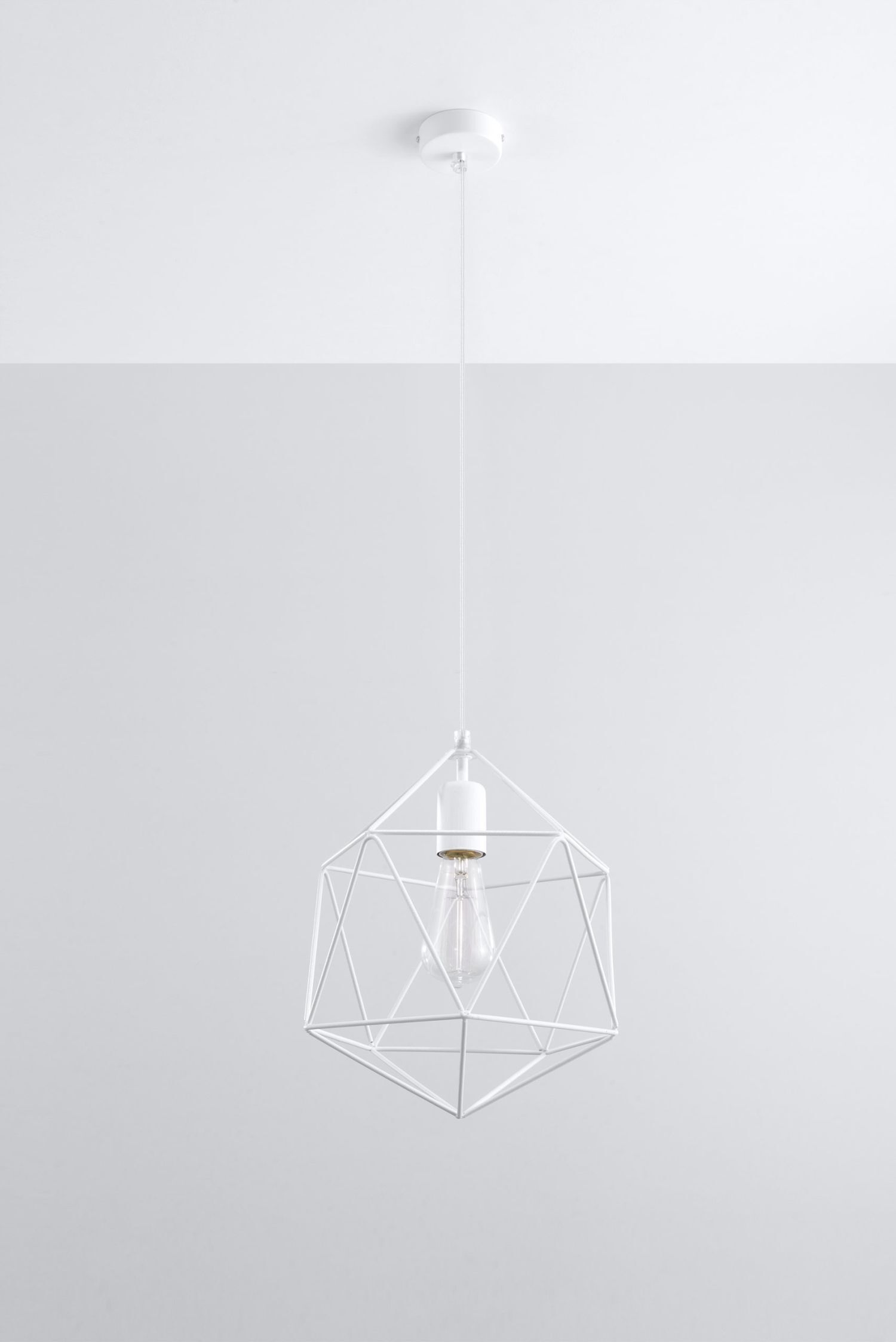 Hängelampe Weiß Draht Ø 30 cm geometrisch Retro