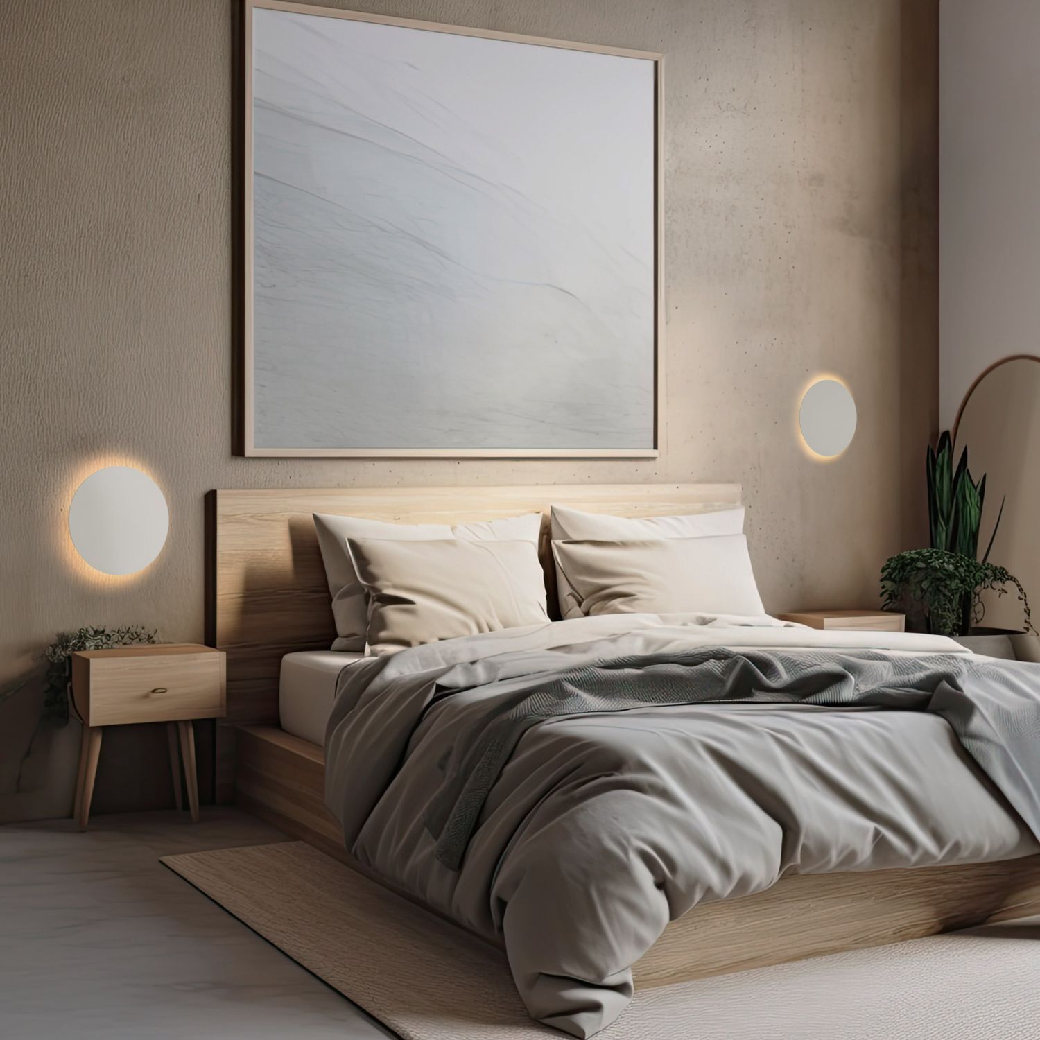 Wandlampe rund Ø 30 cm klein 3x G9 indirektes Licht Beige