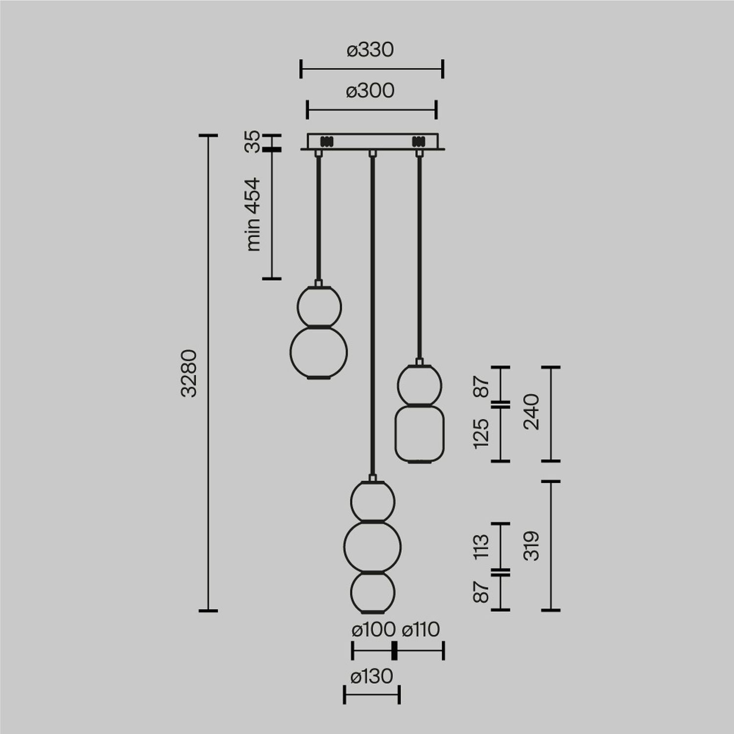 Hängeleuchte LED Metall Rauchglas B: 38 cm 4000 lm INA