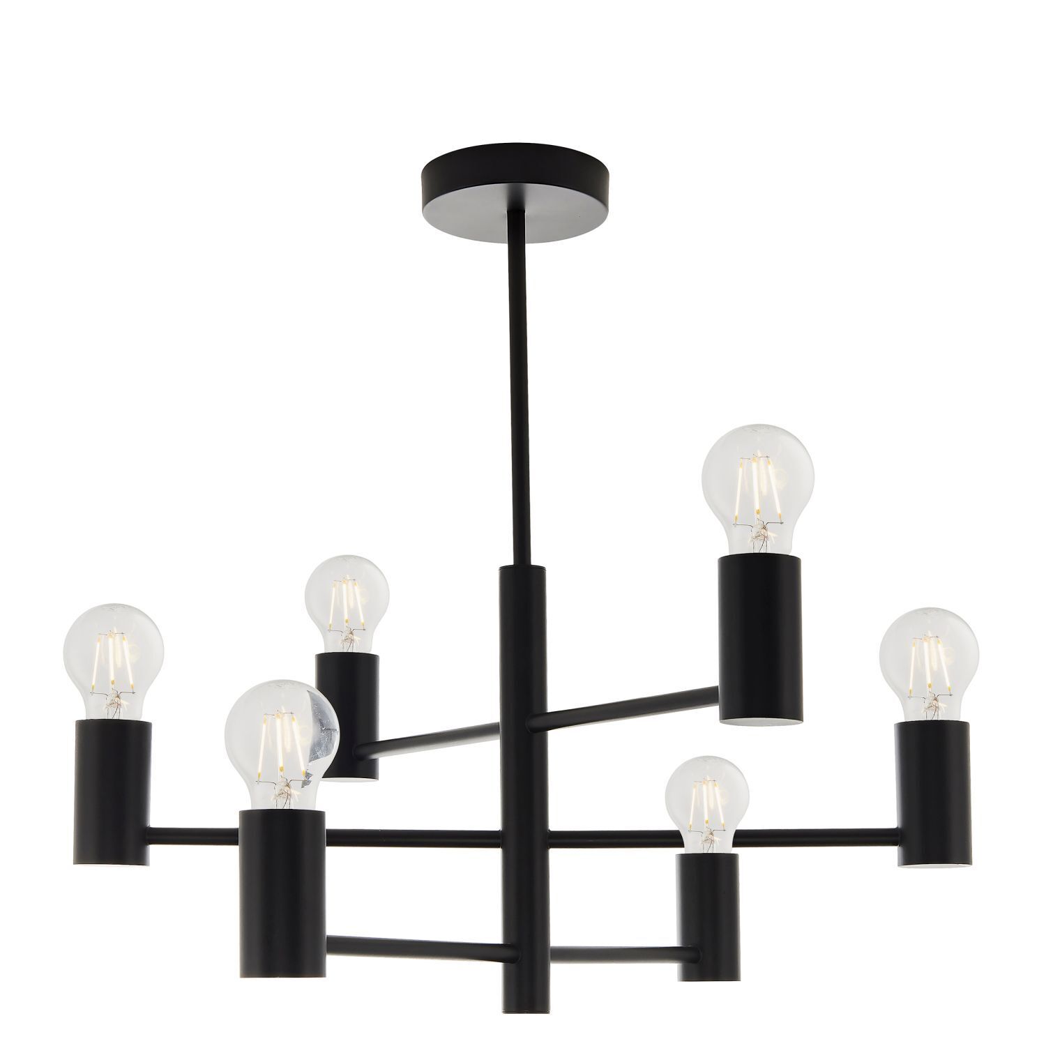 Deckenlampe Metall Schwarz B: 55,3 cm minimalistisch 6x E27