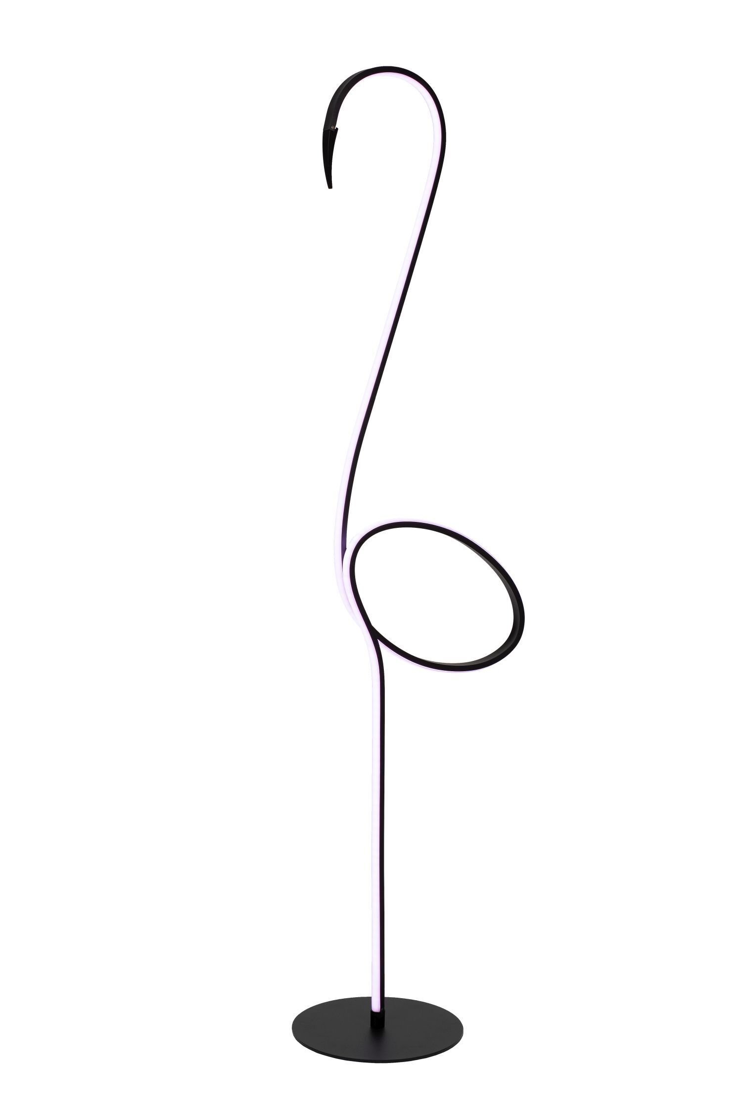 LED Stehleuchte Fernbedienung H:127,5 cm modern tall lamp, arc lamp, LED light, curved lamp, metal stem