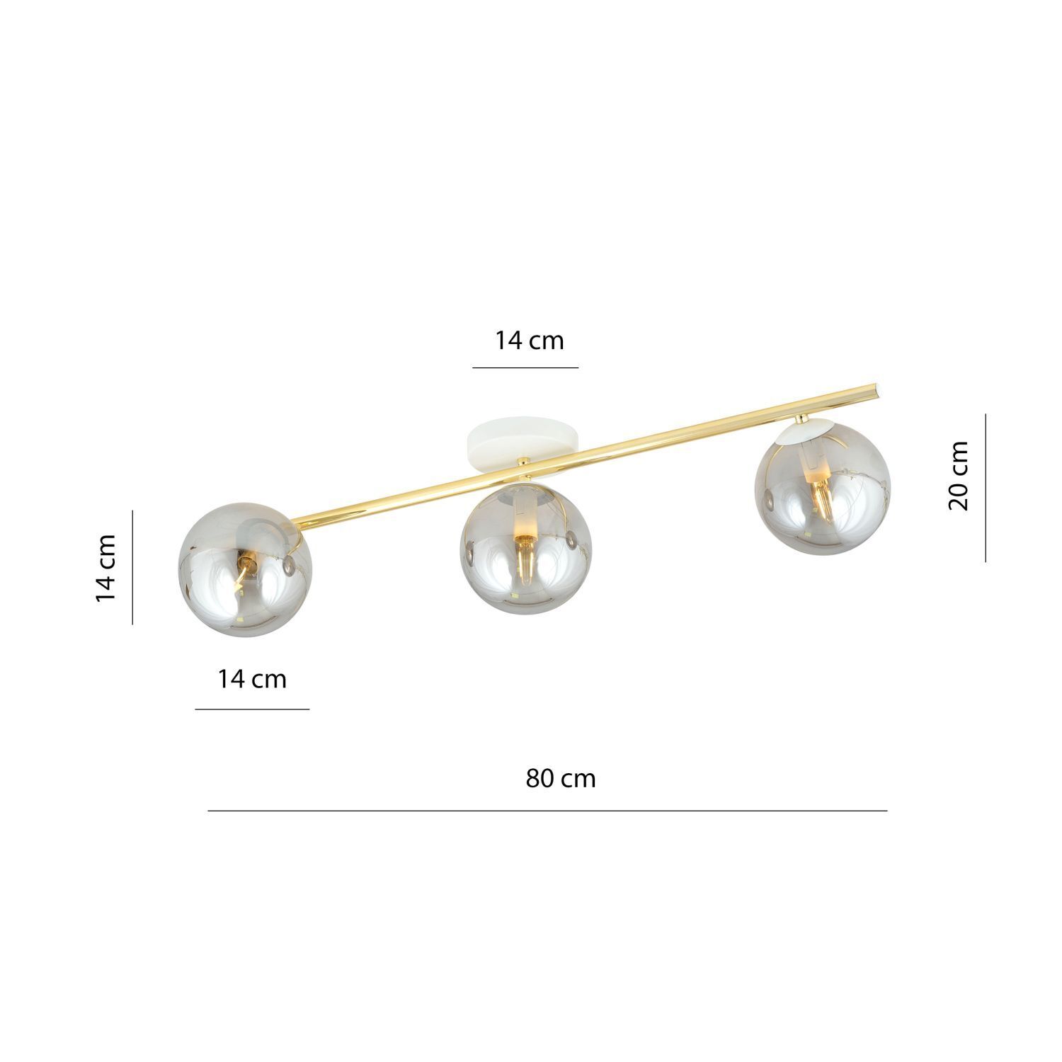Deckenlampe Kugel Schirme Rauchglas Metall LUISELLA