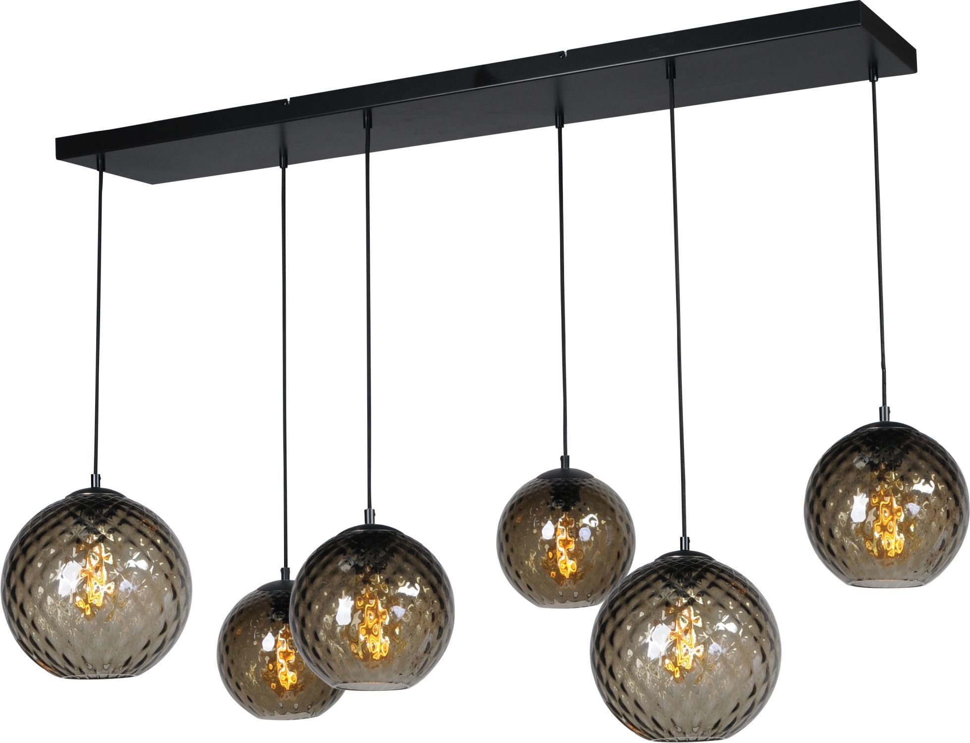 Pendelleuchte Schwarz groß 130 cm breit Glas Metall