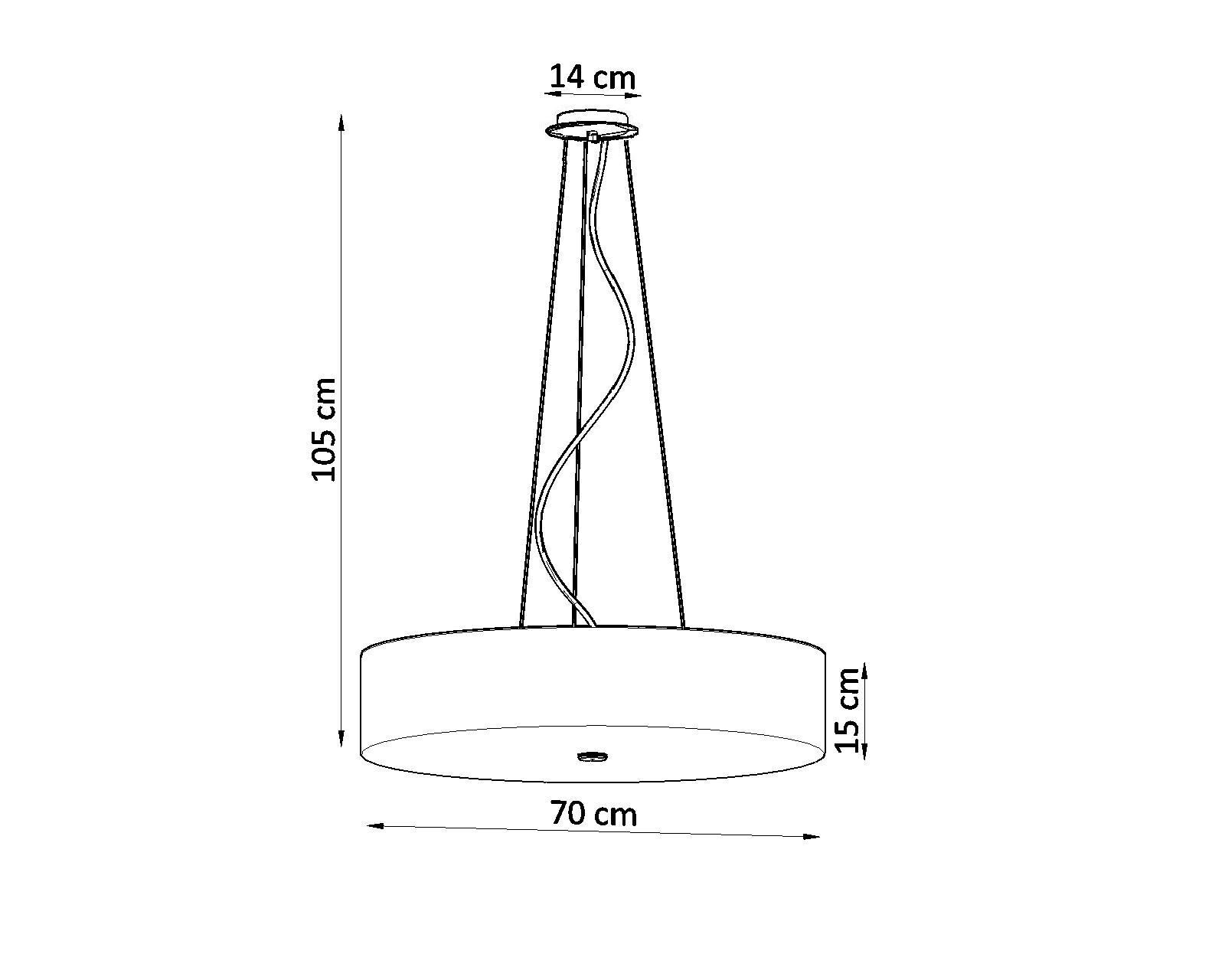 Hängelampe rund Ø 70 cm blendarm Stoff Glas 6x E27