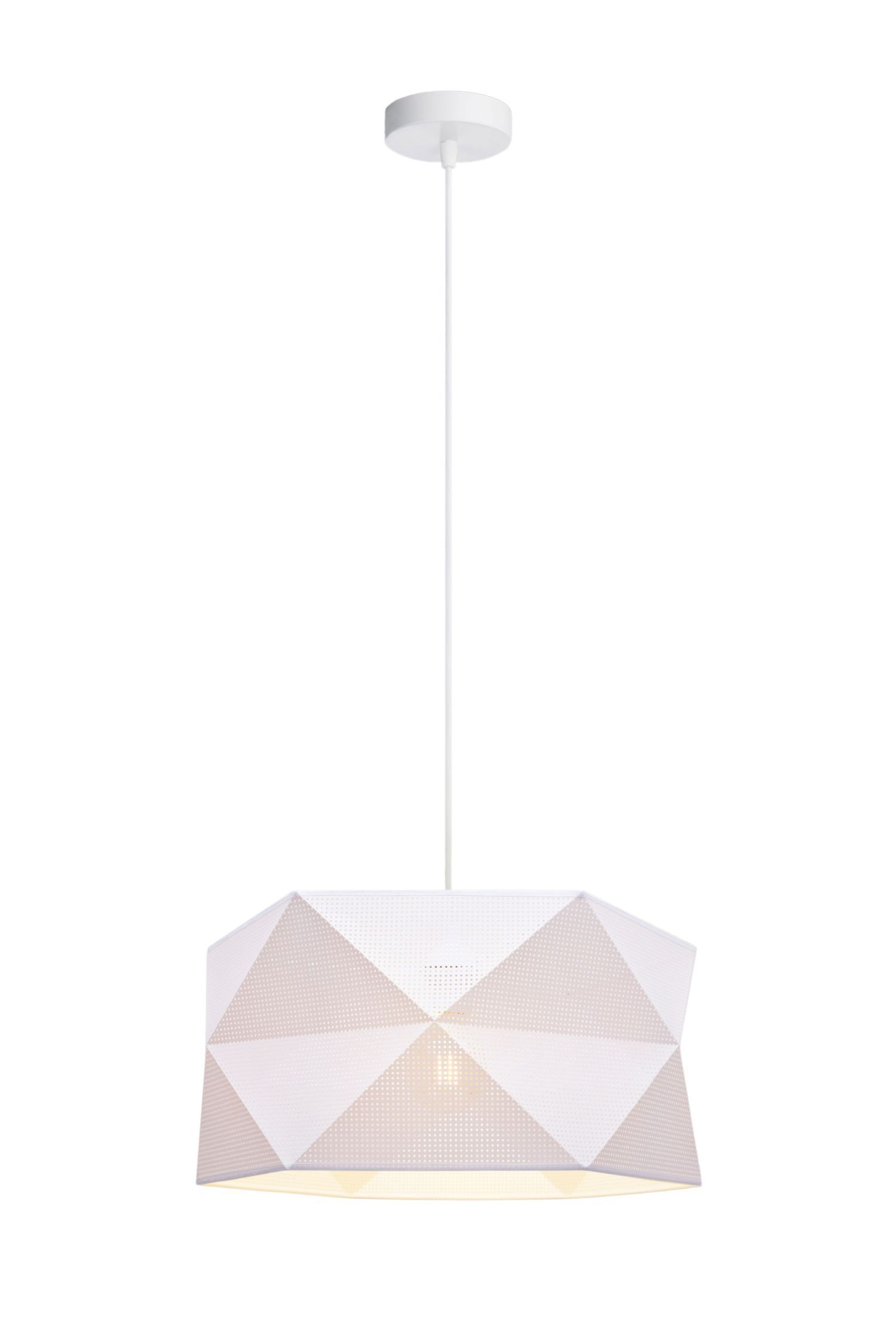 Moderne Pendelleuchte Stoff blendarm E27 L:70 Weiß Gold Lampe