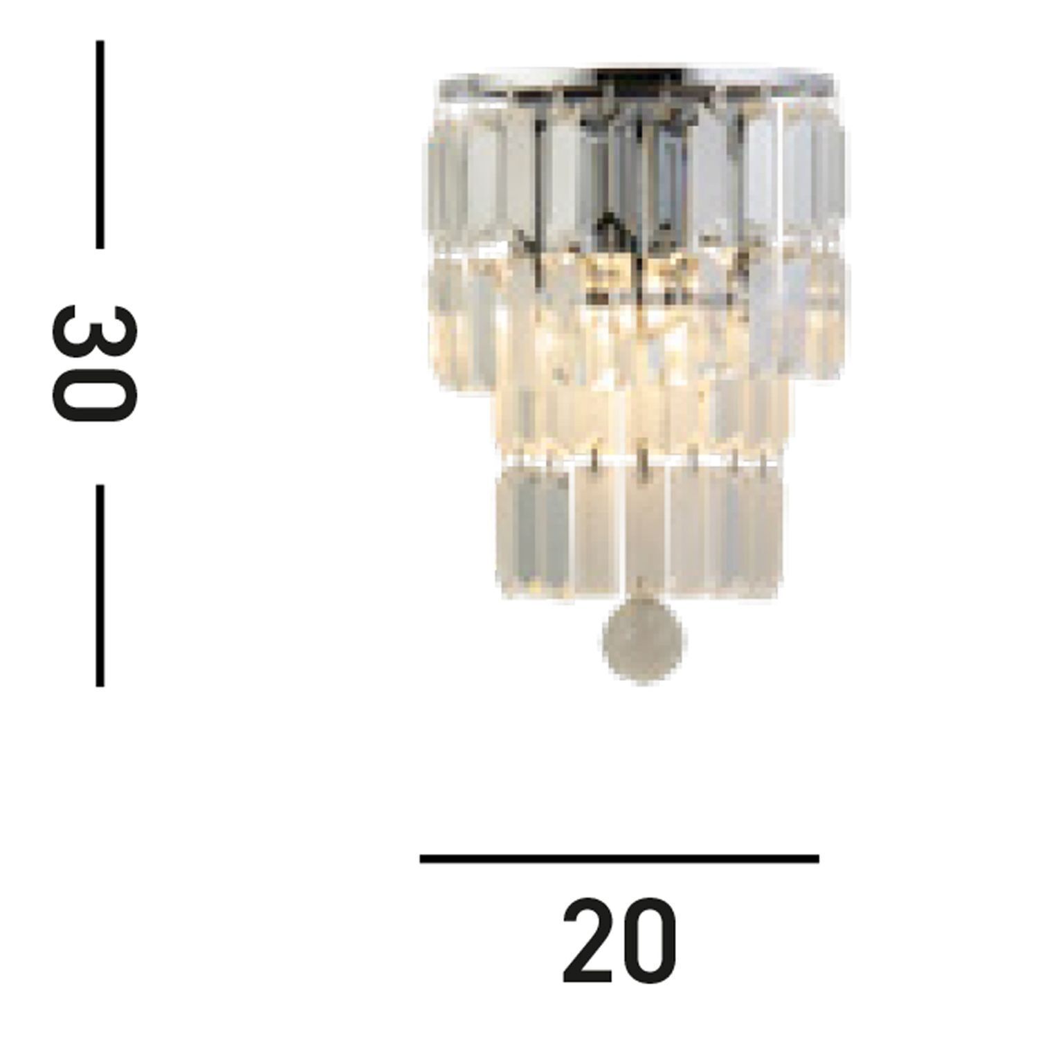 Wandlampe Glas Metall Modern H:30 cm E14 IP44 in Chrom Kronleuchter, Kristall, Beleuchtung, Hängeleuchte, Lampe
