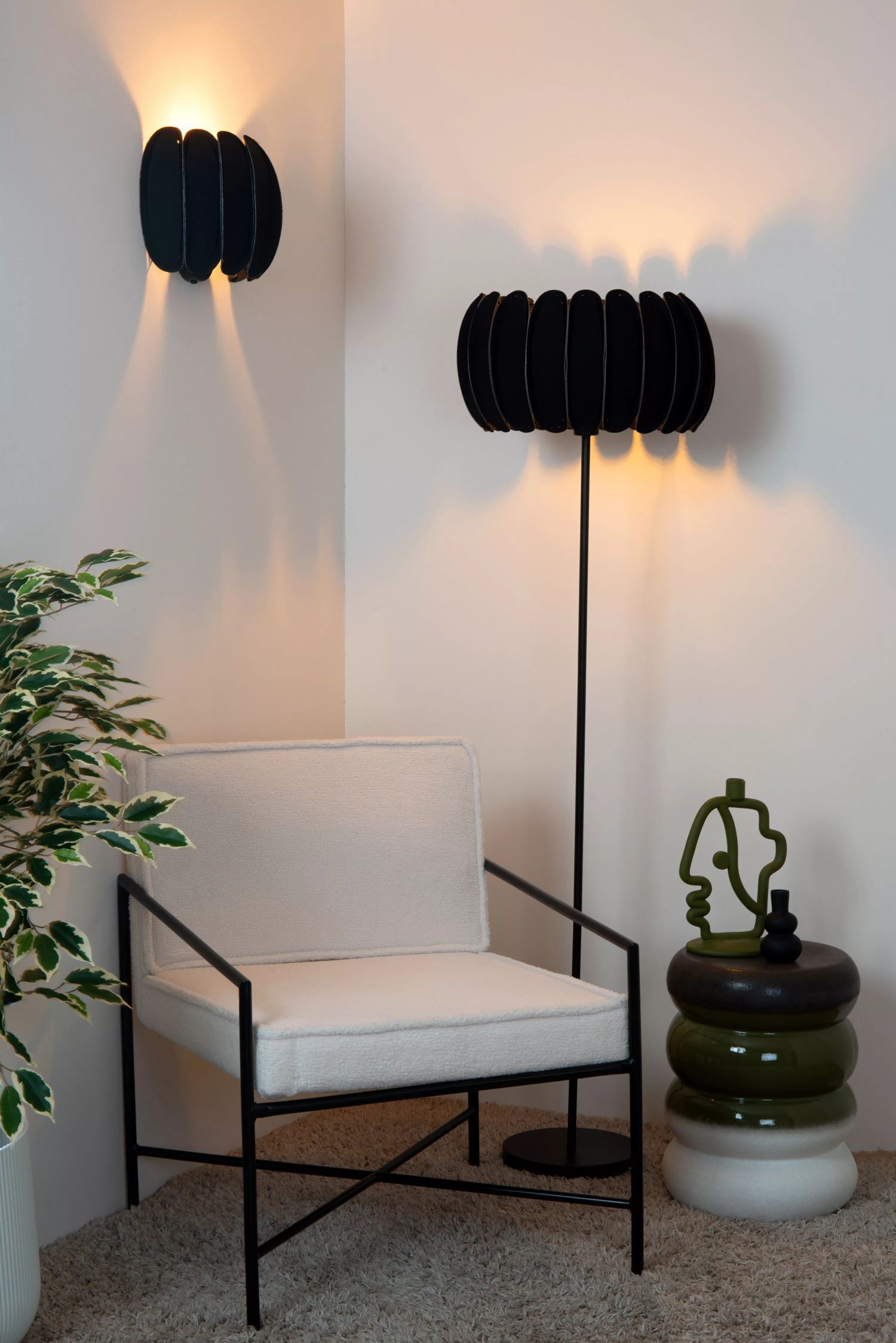 Stehleuchte blendarm Filz Schwarz E27 156 cm gemütlich Lampe, Stehlampe, Mobiliar