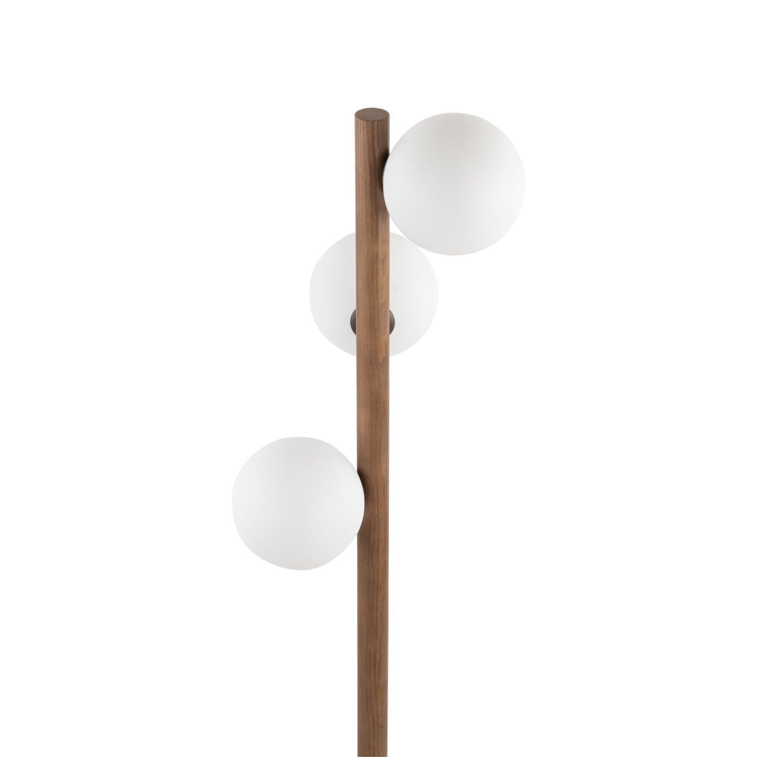 holzener stange, holzpfosten, runde globus lampenschirme, wand-floor lampe, mid-century stil