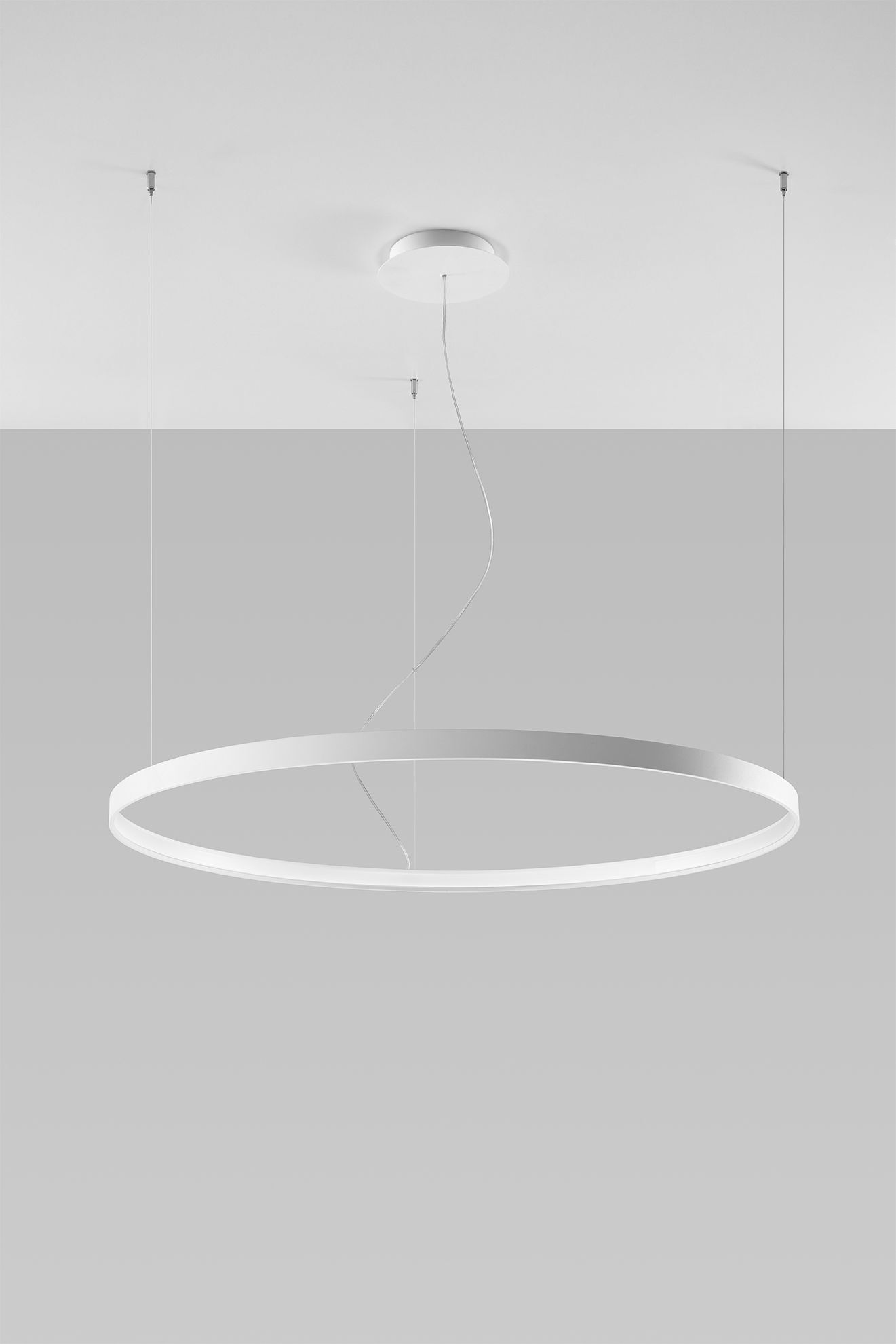 LED Hängeleuchte rund Ø 110 cm Weiß Metall Ring
