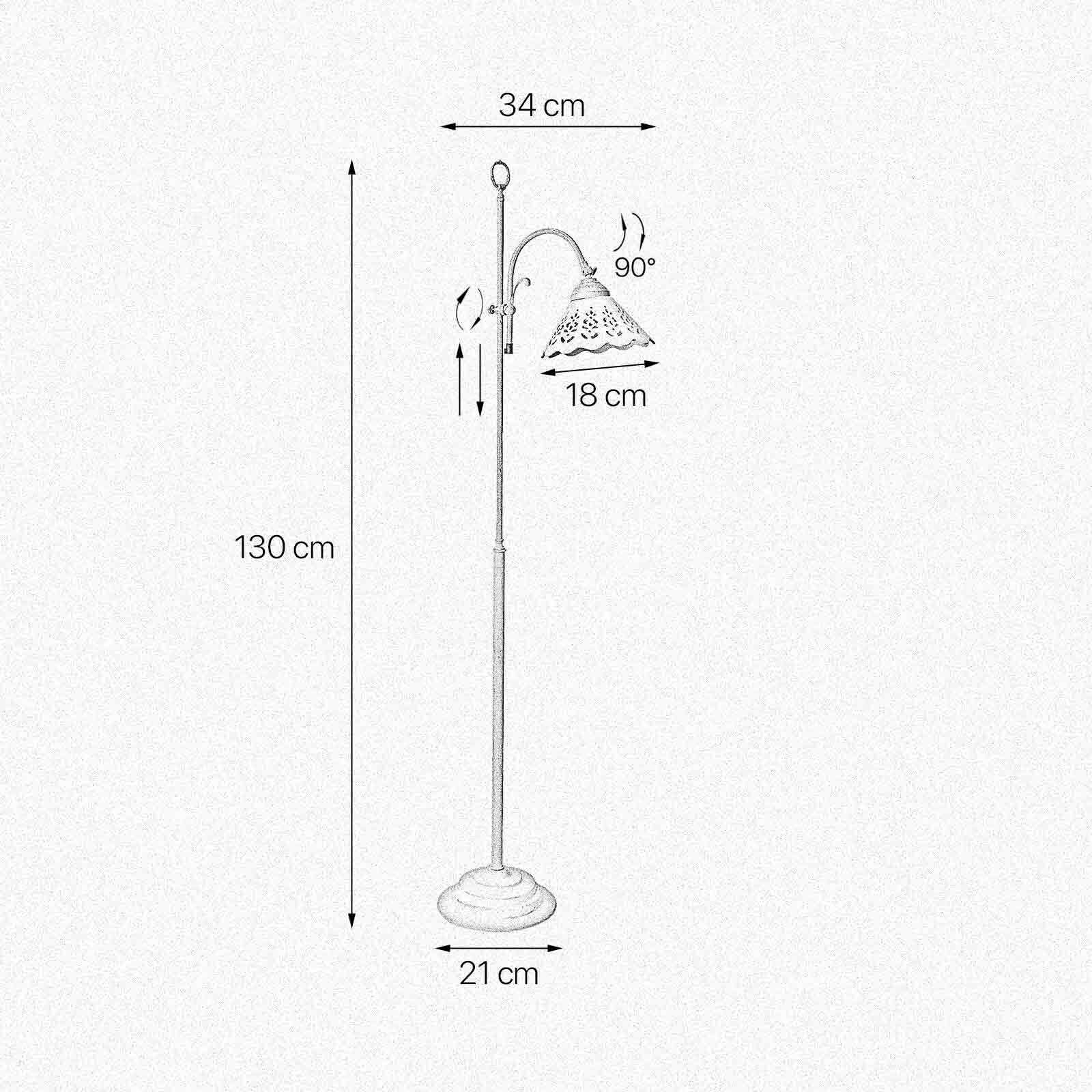 Stehlampe Keramik Messing 130 cm in Bronze Antik Weiß E27