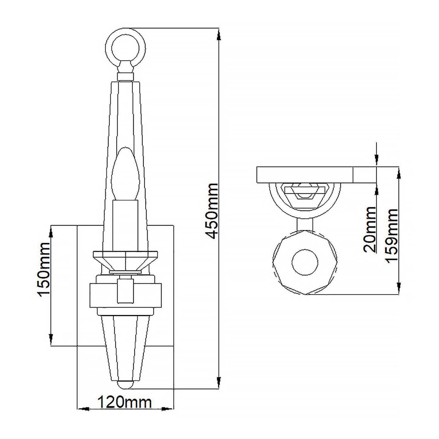 Wandlampe Metall Kristall 45 cm hoch E14 HARLOW