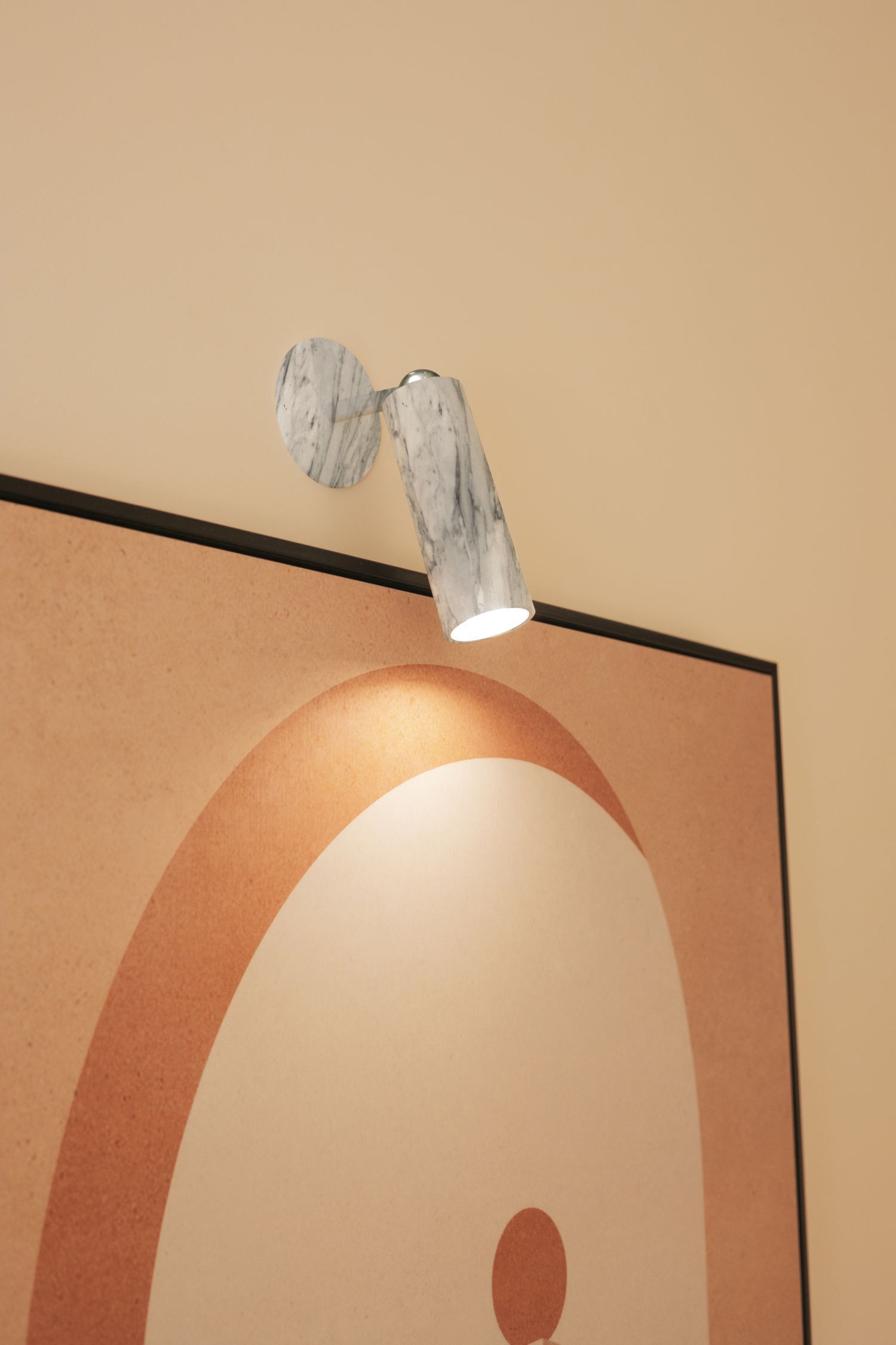 LED Akku Wandspot dimmbar flexibel Schalter 3000 K Wandlampe, Wandlicht, Marmor, Metall, Poster