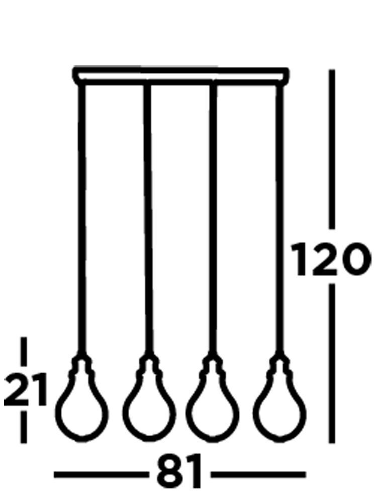 Hängeleuchte Metall B: 81 cm H. max. 1,2 m in Silber 4x E27