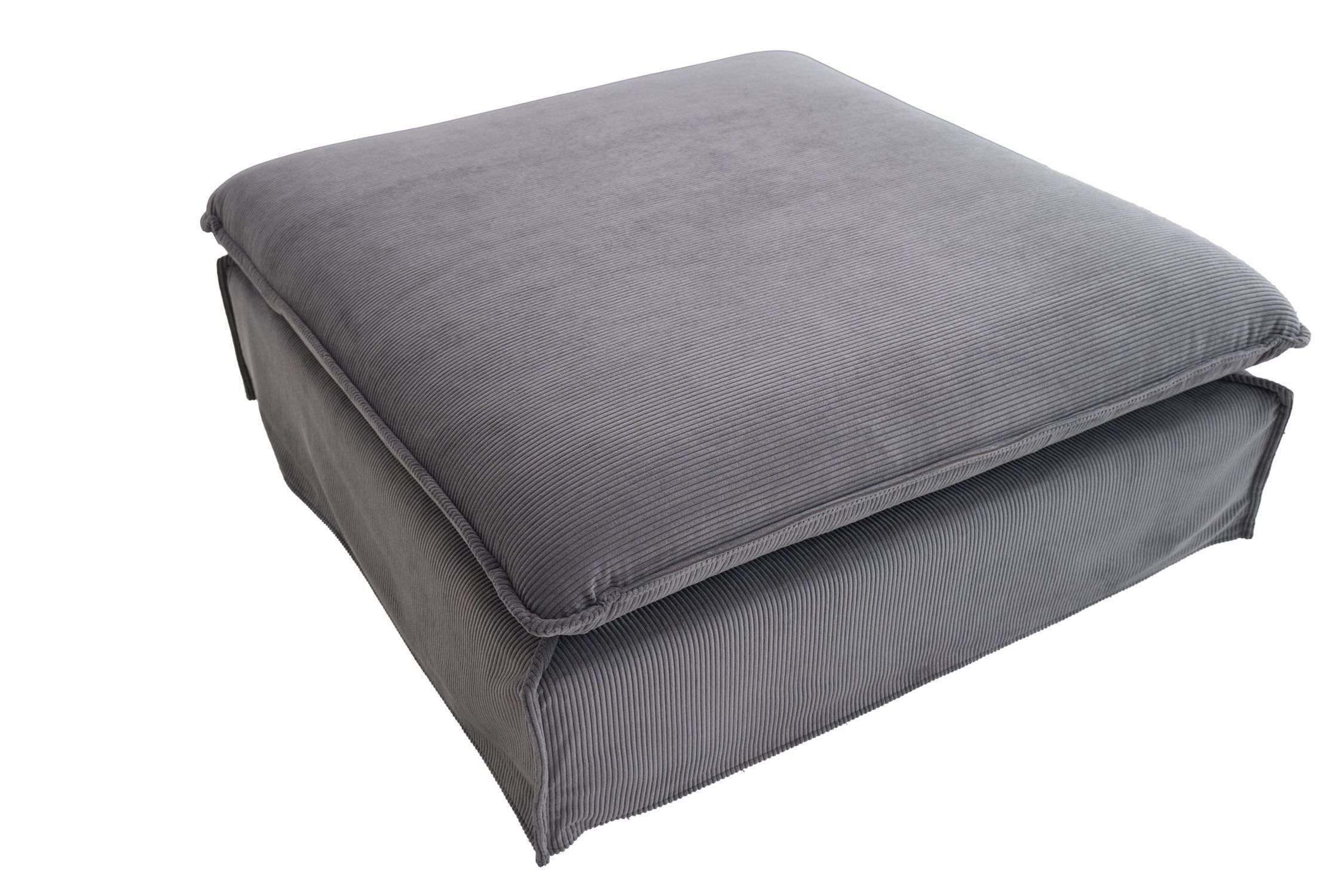 Polsterhocker Cord Grau 100 cm lang waschbarer Bezug