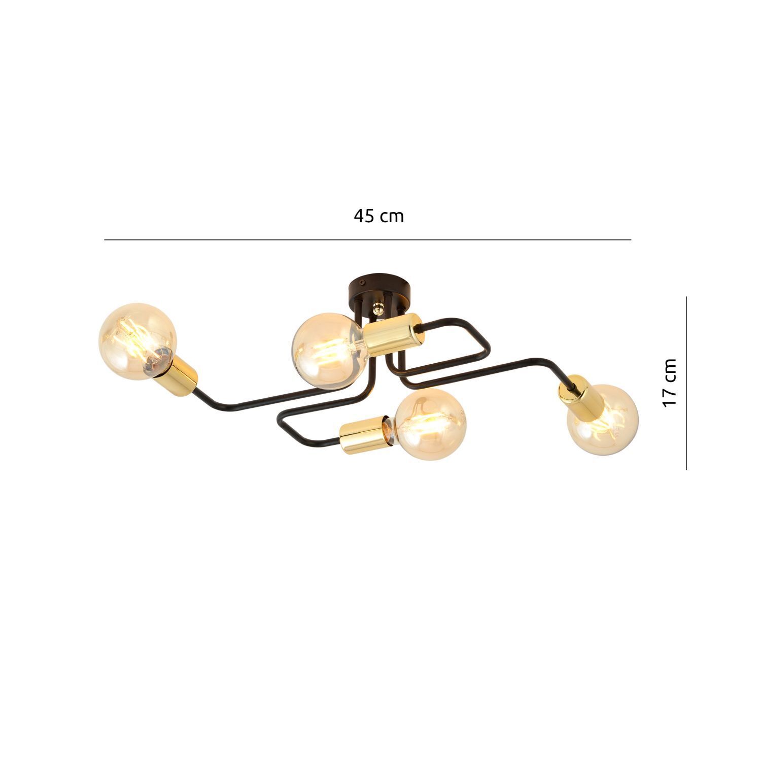 Deckenlampe Metall Schwarz Gold 4-flammig NIELS